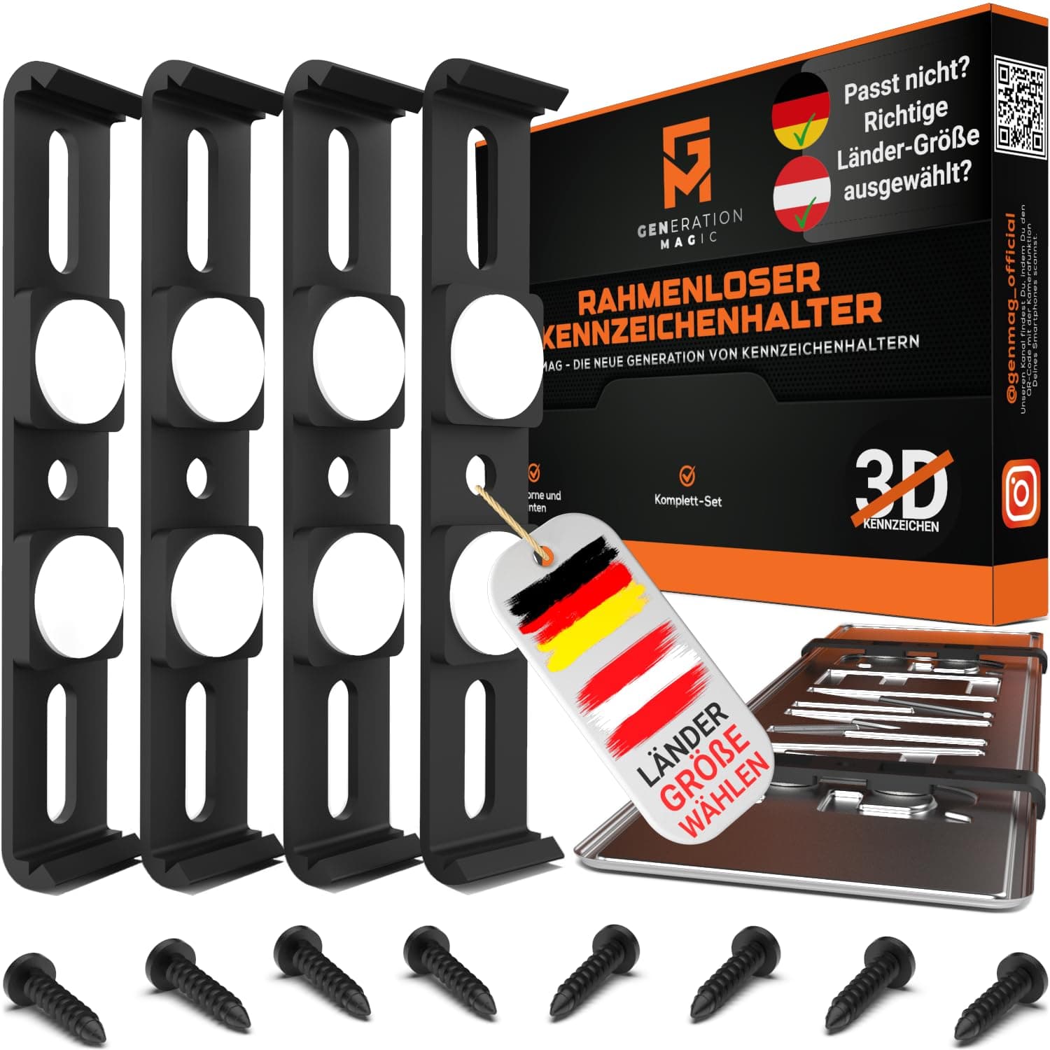 Number Plate Holder Frameless | Car License Plate Holder Frameless | Car Registration Plate Holder | License Plate Clips Bracket Frame | Car License Registration Number Plate Holder