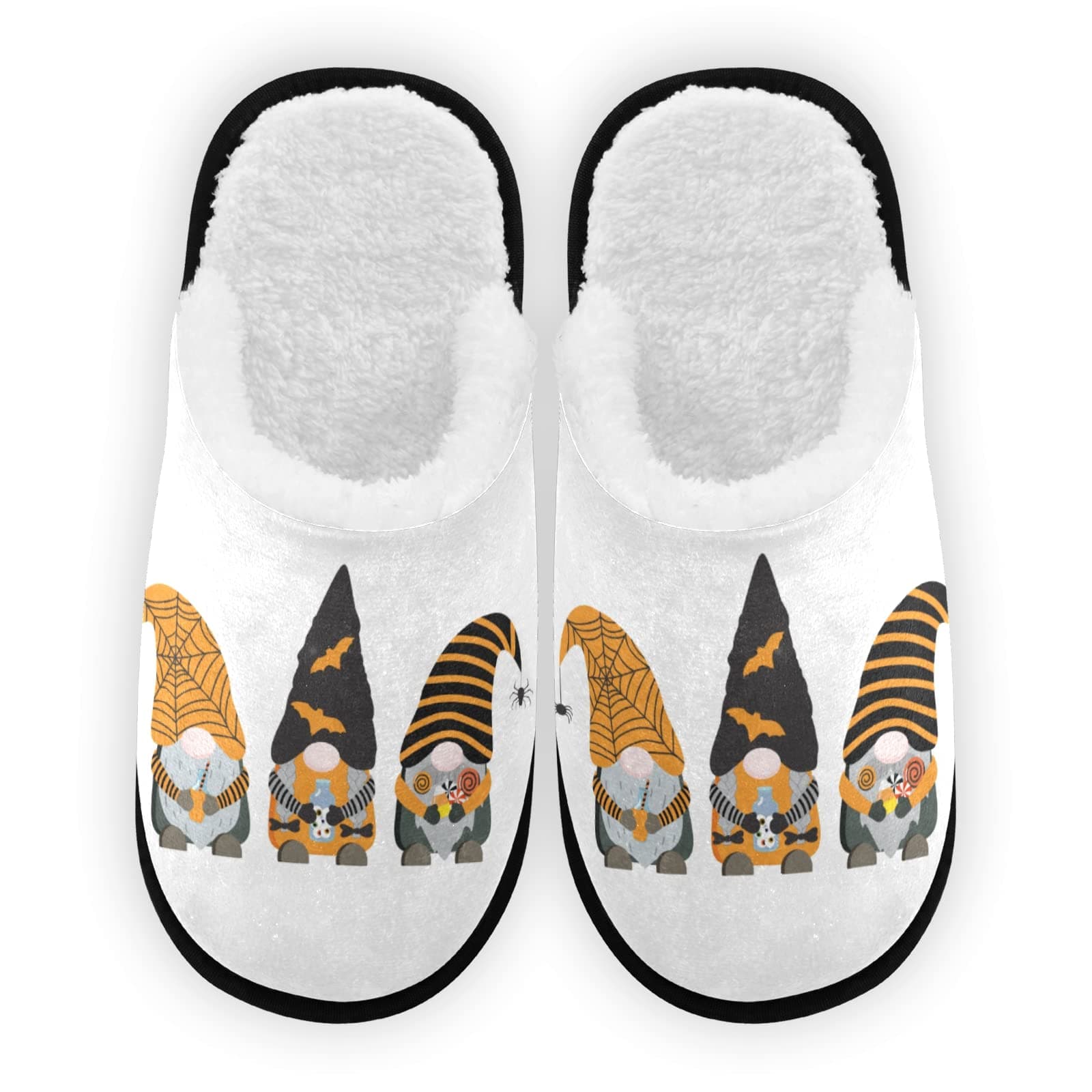 YYZZH Cartoon Halloween Gnome With Eyeball Candy Fuzzy Feet Slippers Soft Non-Slip Indoor House Slippers Home Shoes For Bedroom Hotel Travel Spa For Women Men