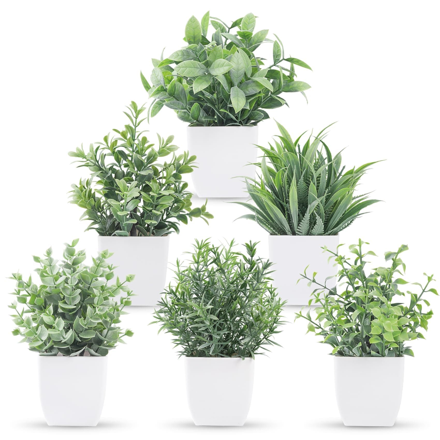 Der Rose 6 Pack Fake Plants Small Artificial Plants Faux Plants Indoor for Home Bathroom Bedroom Living Room Classroom Decor