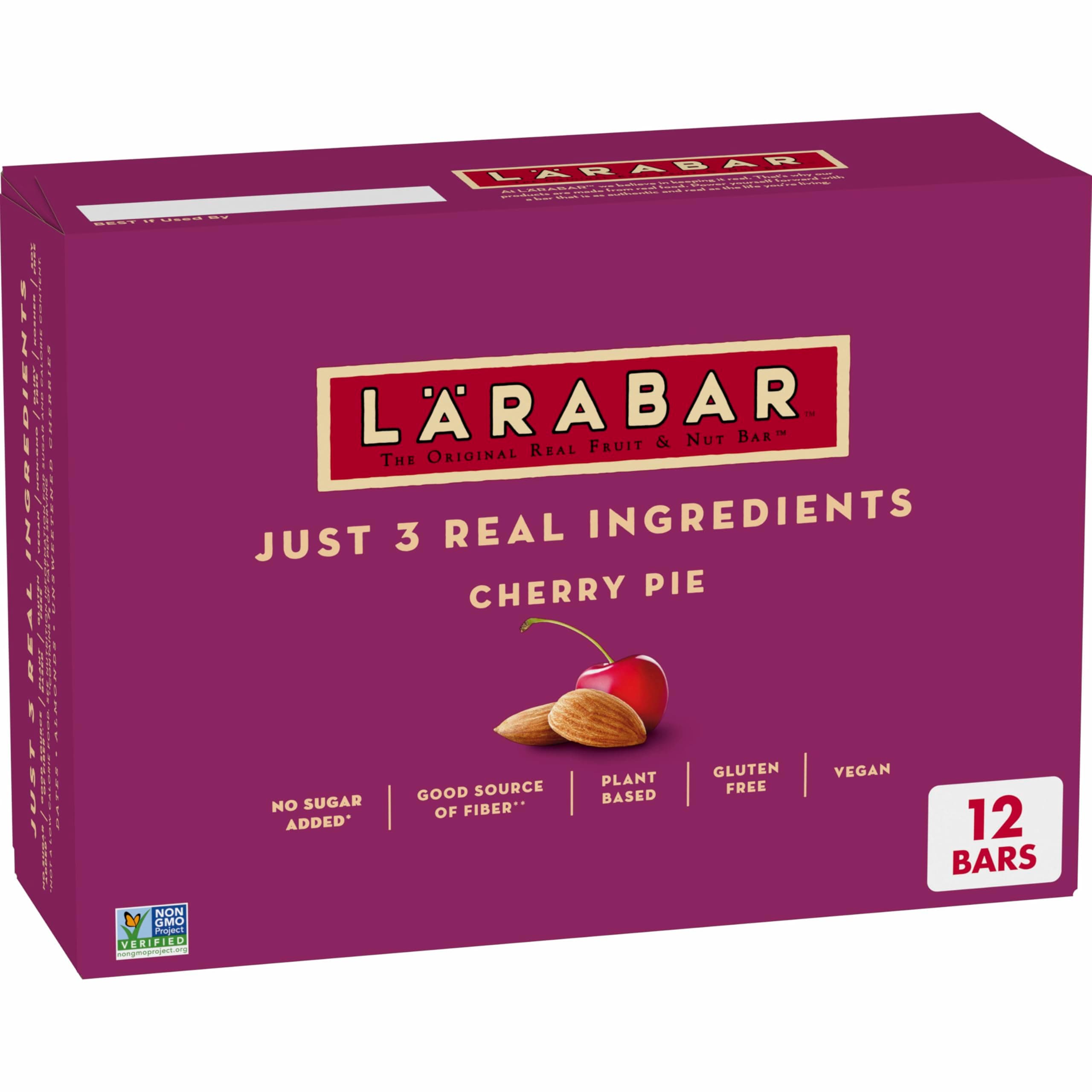 Larabar Cherry Pie, Gluten Free Vegan Fruit & Nut Bars, 1.6 oz bars, 12 ct