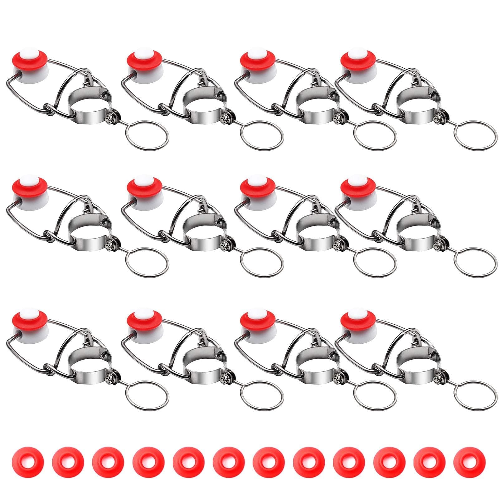 FERRODAY 12-Pack 18mm Glass Bottle Caps with Replacement Silicone Gaskets - Airtight, Leakproof, Easy Swing Top Lids