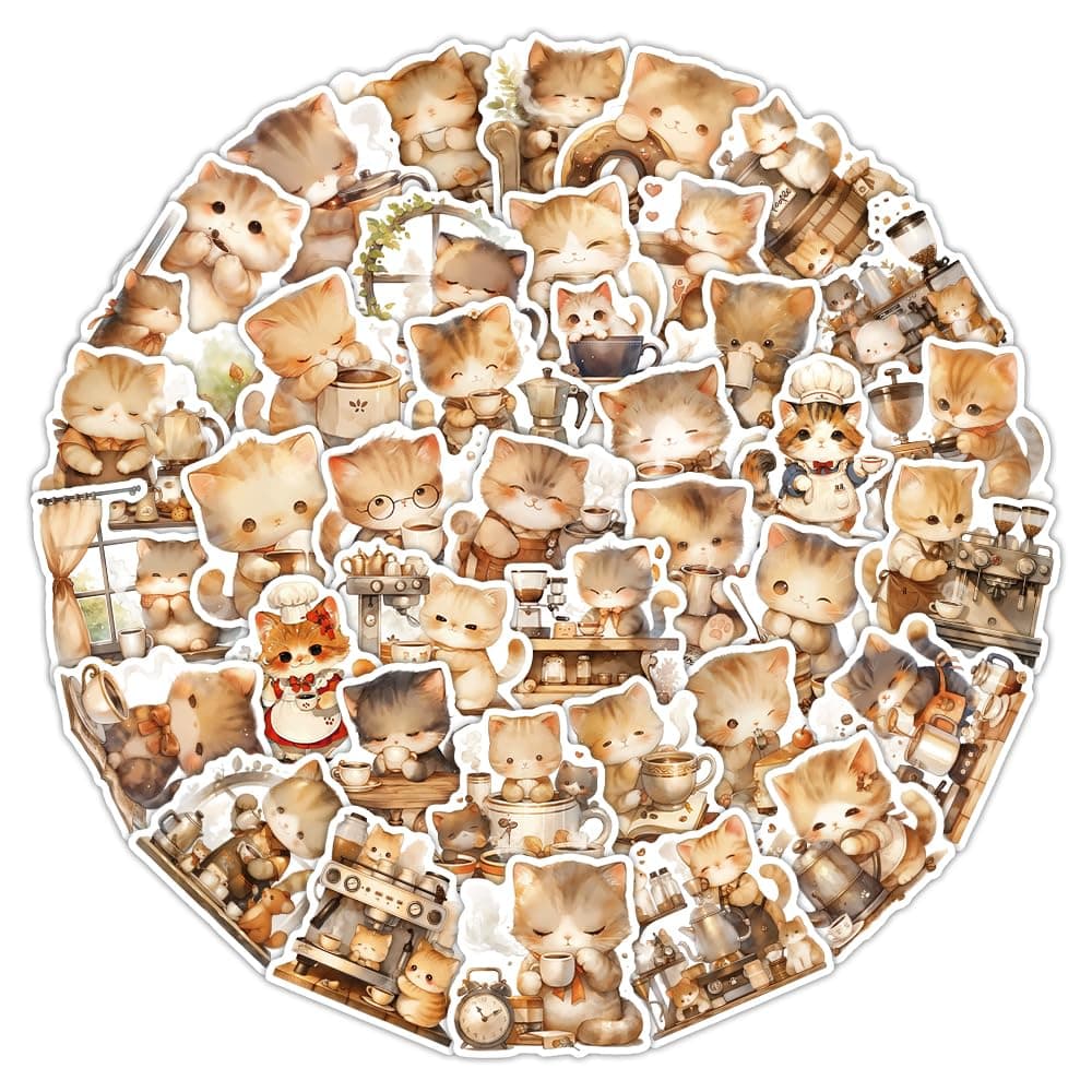 102pcs Cats Merch Stickers Pack for Water Bottles,Funny Cats Decals for Teens,Vinyl Waterproof Sticker for Laptop,Phone,Hard Hat,Skateboard,Scrapbooking,Gifts for Kids/Adults