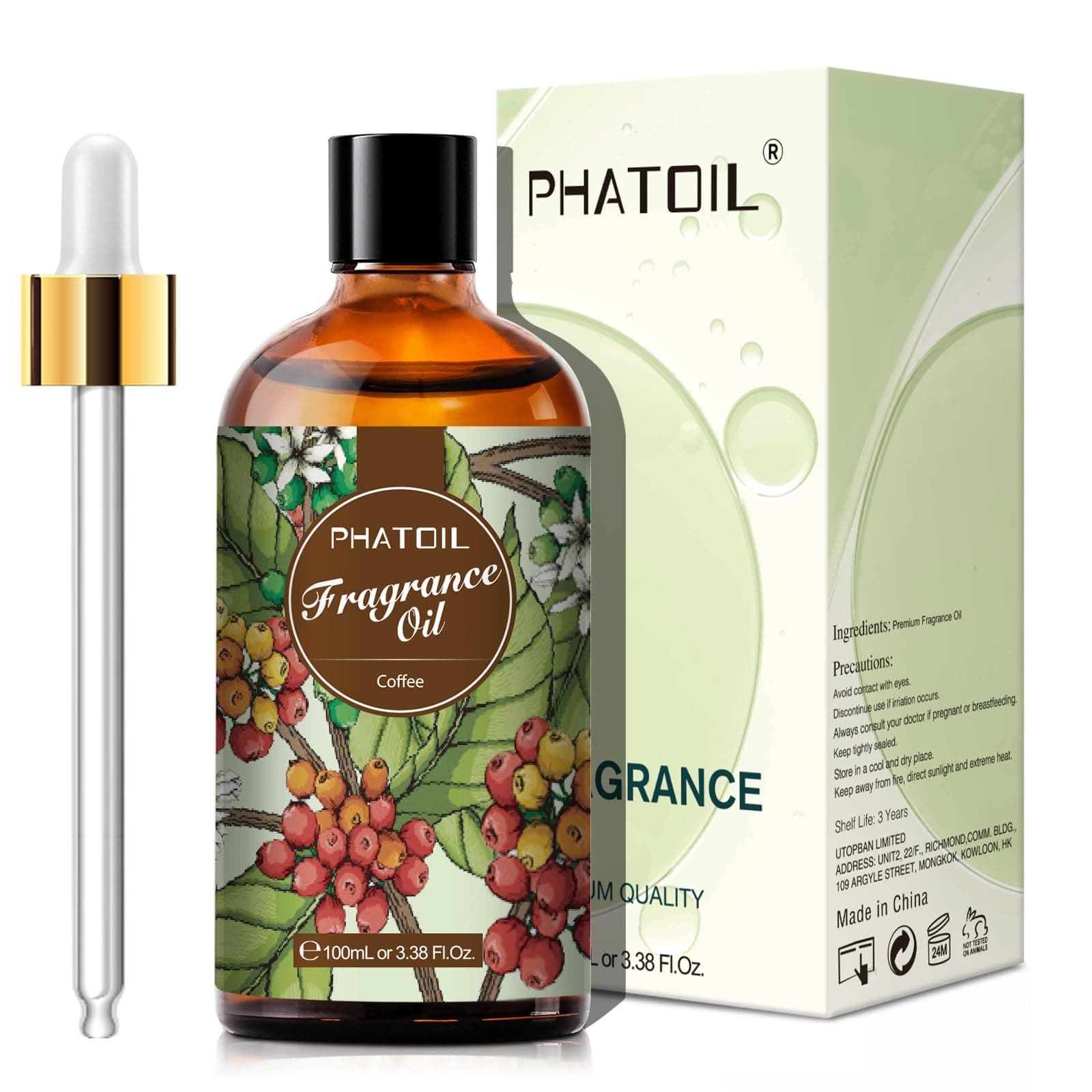PHATOIL Coffee Fragrance Oil for Diffuser for Home, Essential Oils for Aromatherapy, Soap Making, Candle Making, Burner Oil - 100ml
