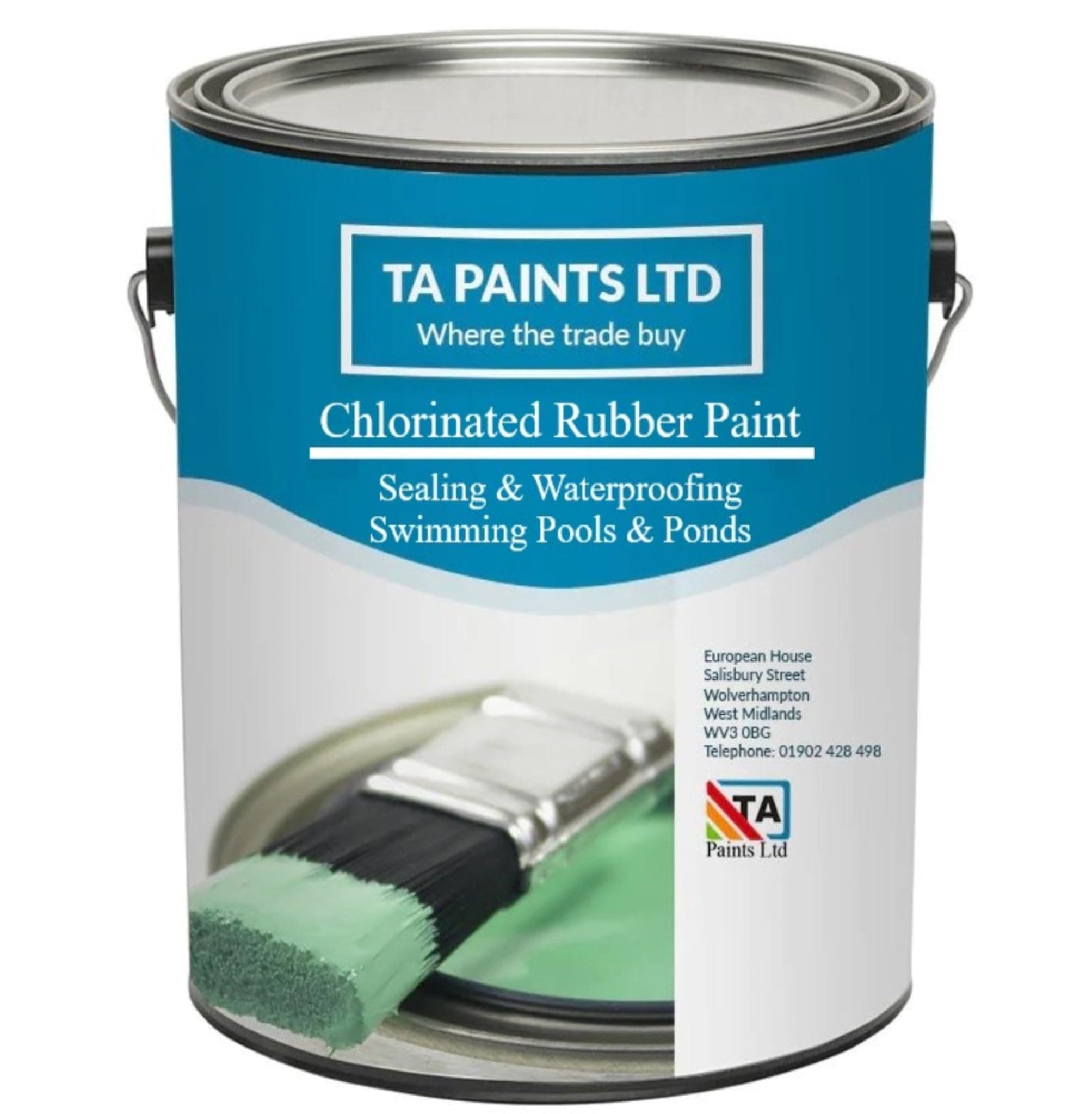 T A Paints Ltd Chlorinated Rubber Swimming Pool Paint For Concrete, Primed Fiberglass, Brick & Stone Excellent waterproofing and chemical protection also for ponds (5L Black)