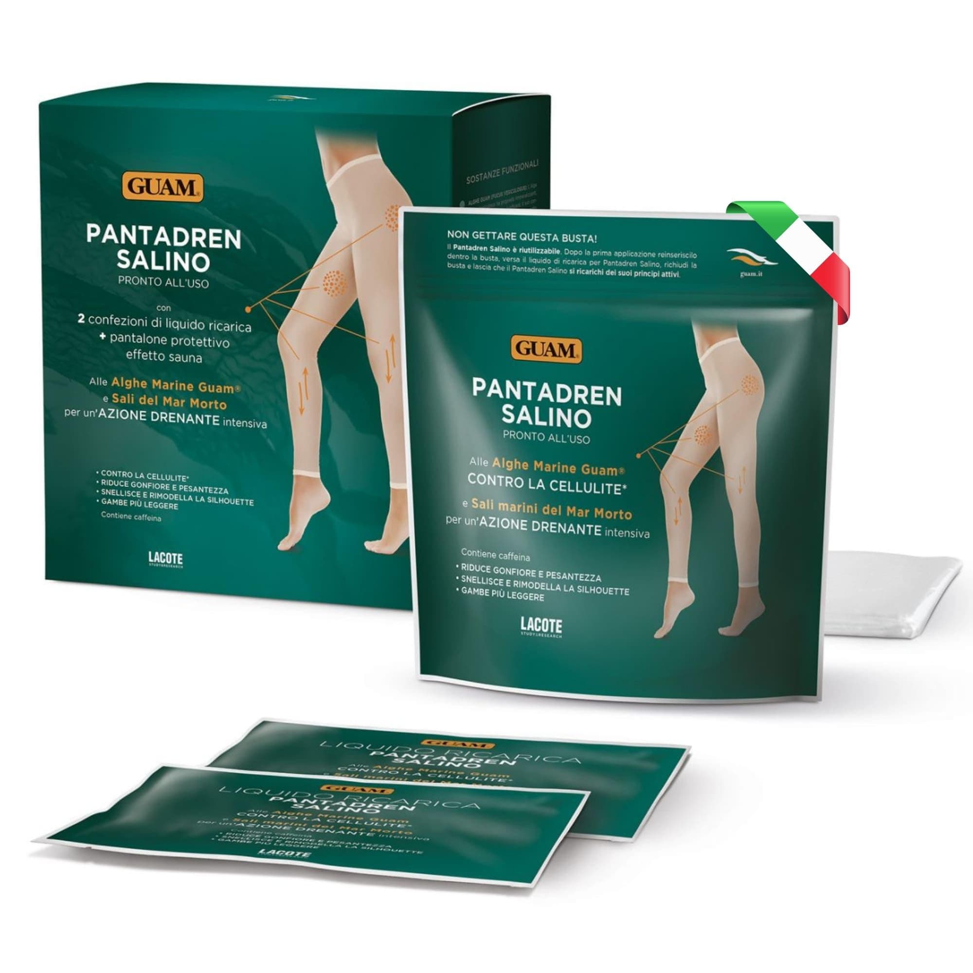 Pantadren Salino Intensive Draining Anti-Cellulite Treatment with Dead Sea Salts & Seaweed - Reusable, Slimming Leggings + Sauna Pants - 3 Treatments Cellulite Remover for Legs, Тhighs & Buttocks