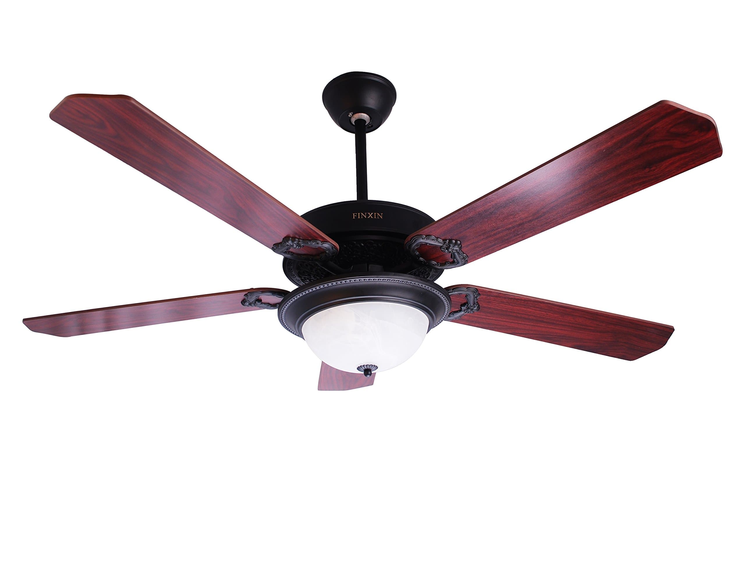 Indoor Ceiling Fan Light Fixtures - FINXIN FXCF04 (2017 New Design) Modern Black Remote LED 52 Ceiling Fans For Bedroom,Living Room,Dining Room Including 3 Speed Reversible Motor,Light(36-LED),5-Blade