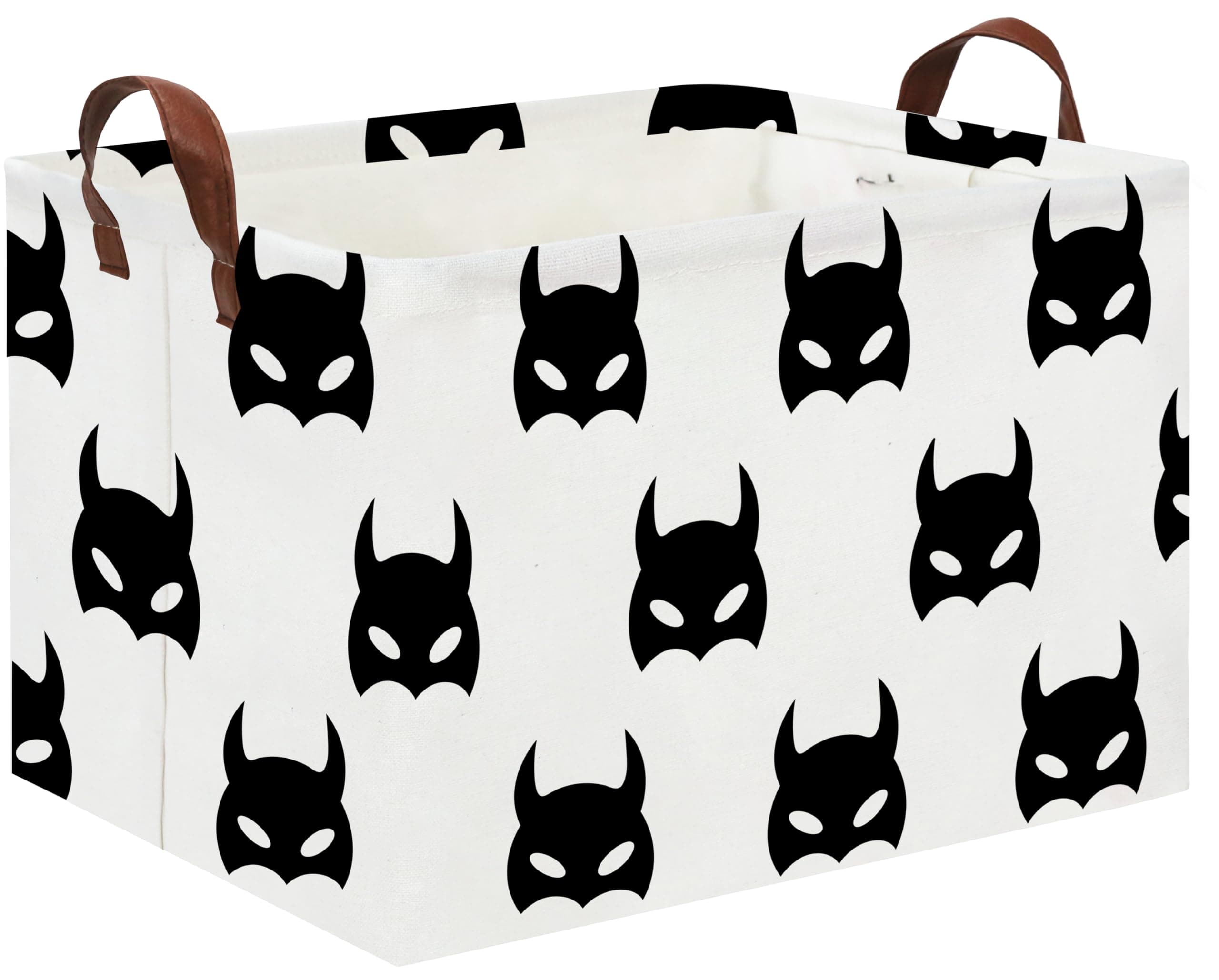 HIYAGON Batman Basket Kids Storage Basket Cute Basket Empty Toy Storage Bin Organizer Box Rectangular Room Decor for Home Books(Black bats)