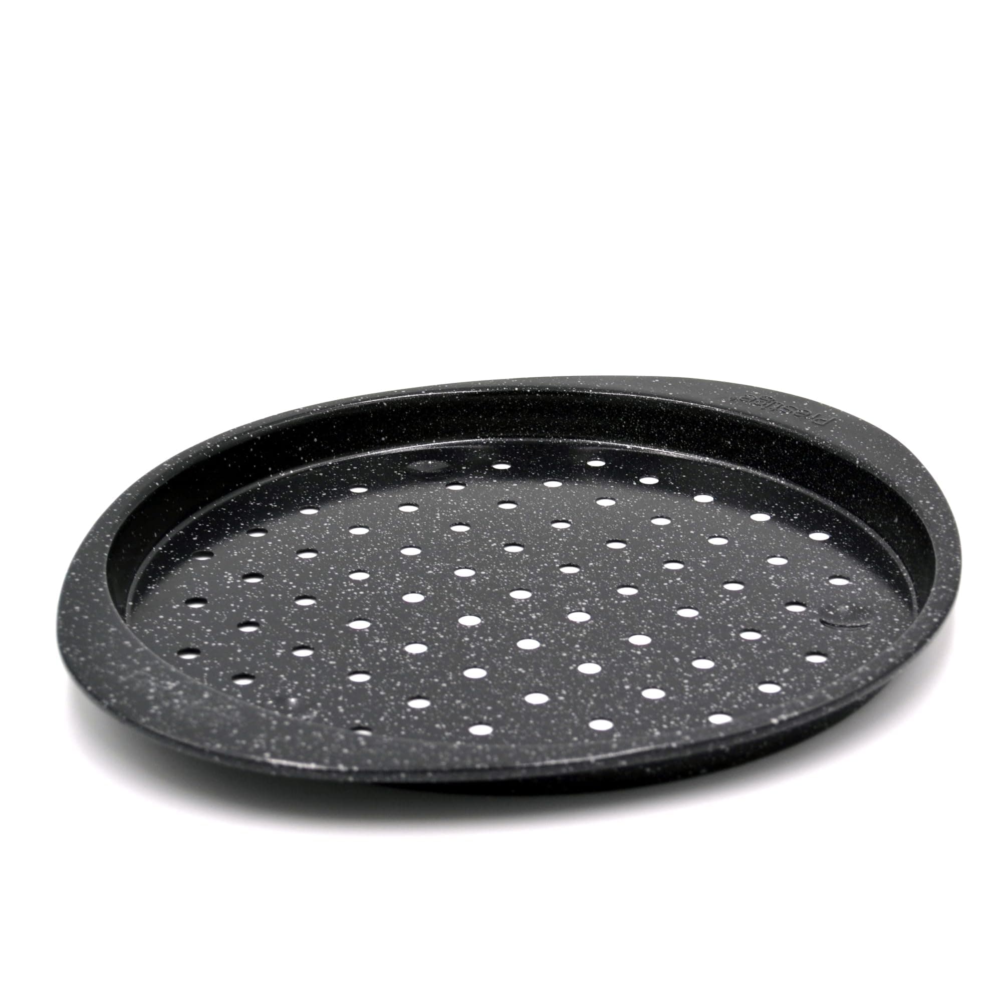 Prestige Granite Stone Pizza Crisper Pan Carbon Steel Coating for Home Oven Baking Premium Quality Non-Stick Tray Black 12-Inch PR48777