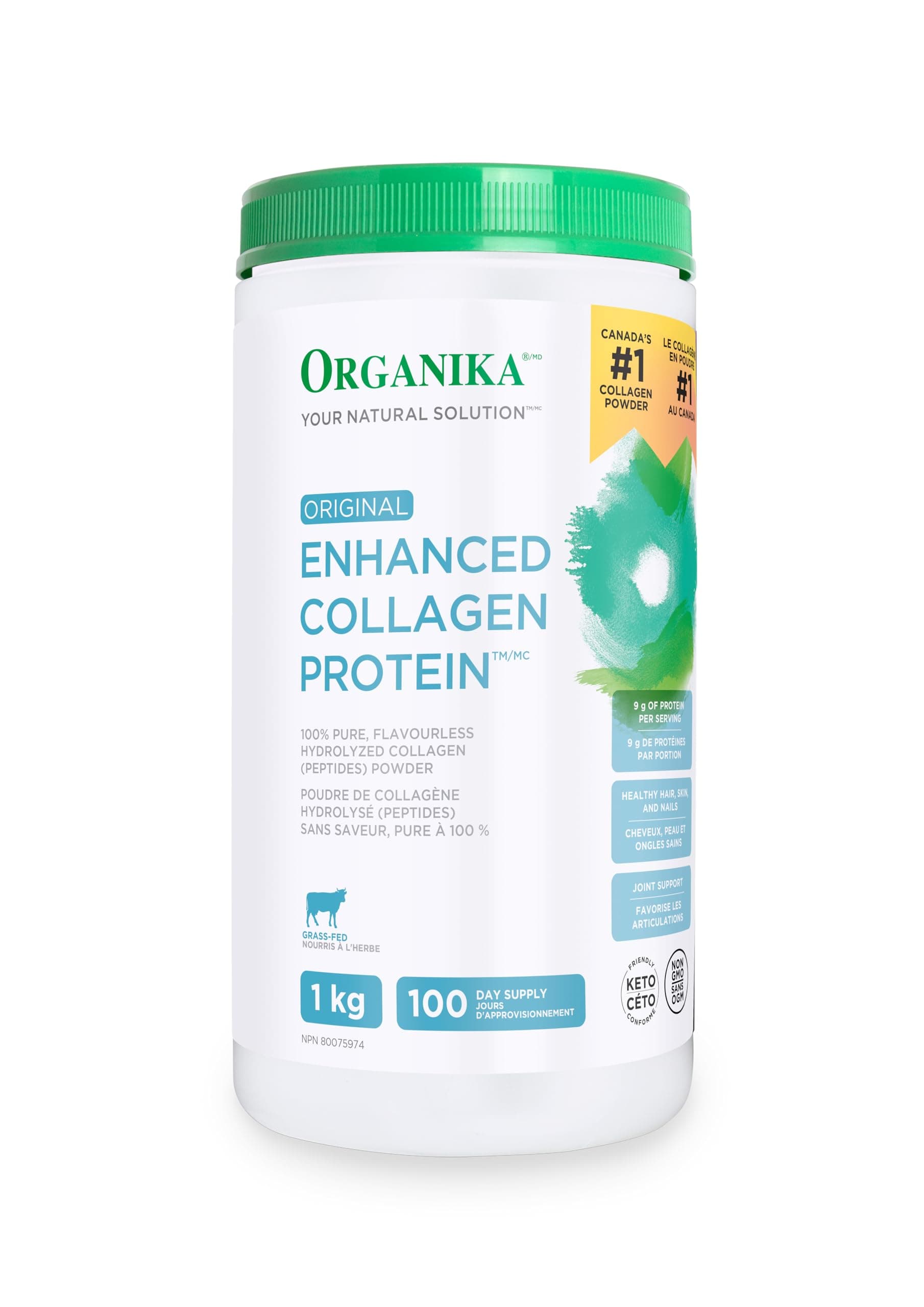 Organika Original Enhanced Collagen, 100% Pure, flavourless hydrolyzed Collagen (peptides) Powder, 1kg