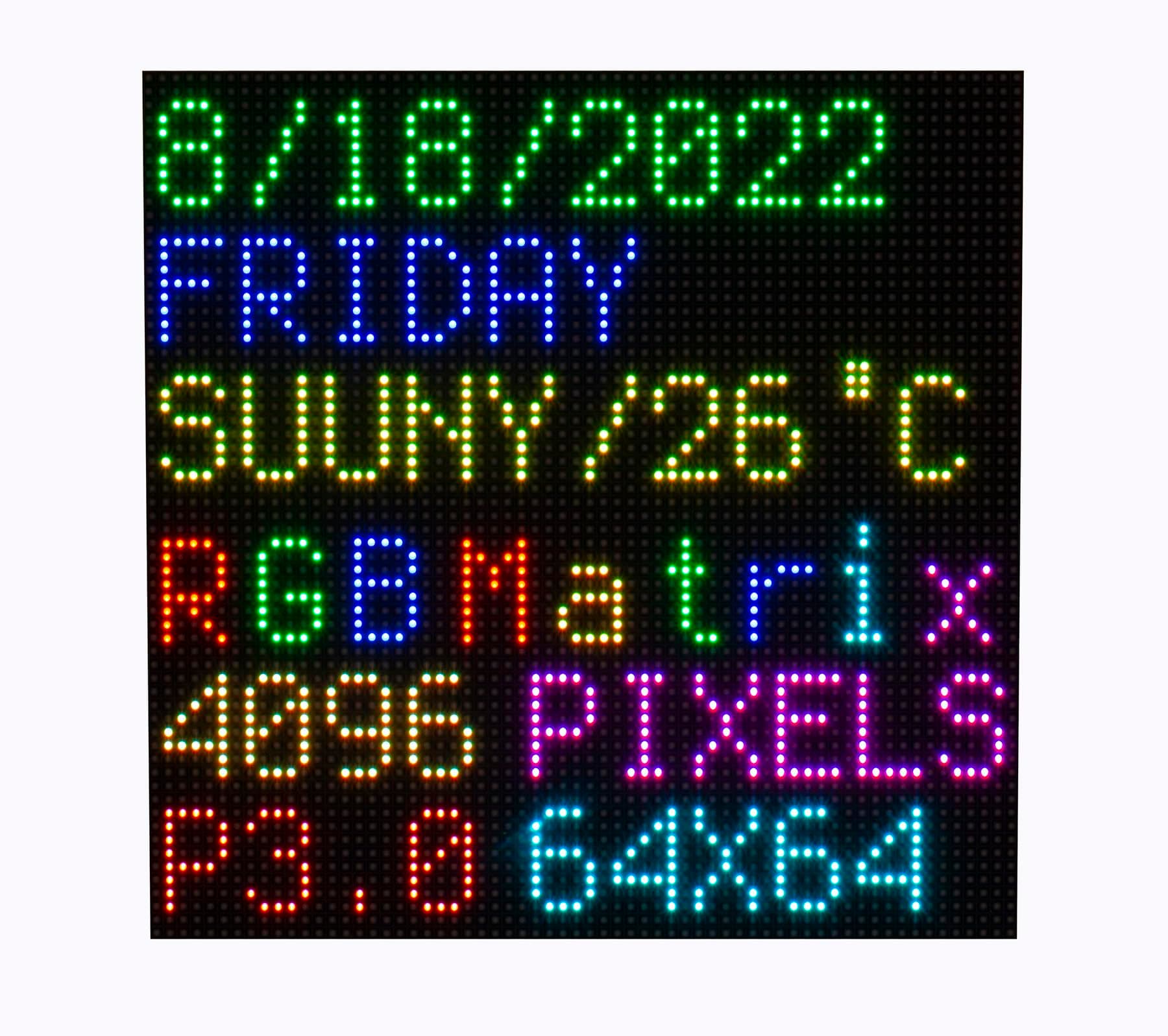 64x64 RGB LED Matrix Panel Full Color for Raspberry Pi/Ardui 192x192 mm 3mm Pitch 4096 LEDs Adjustable Brightness