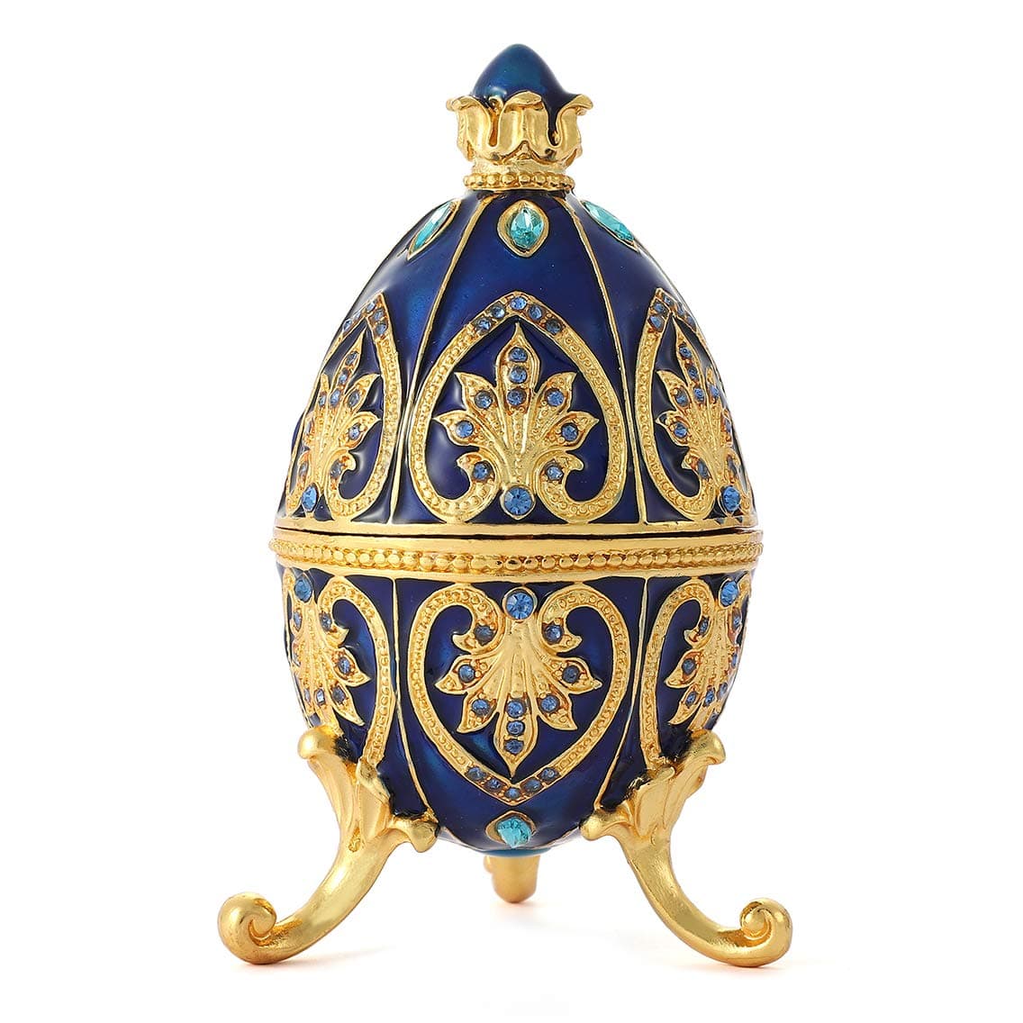 QIFU Faberge Egg Style Enamelled Jewelry Trinket box Hinged Unique Gift for Home Decor