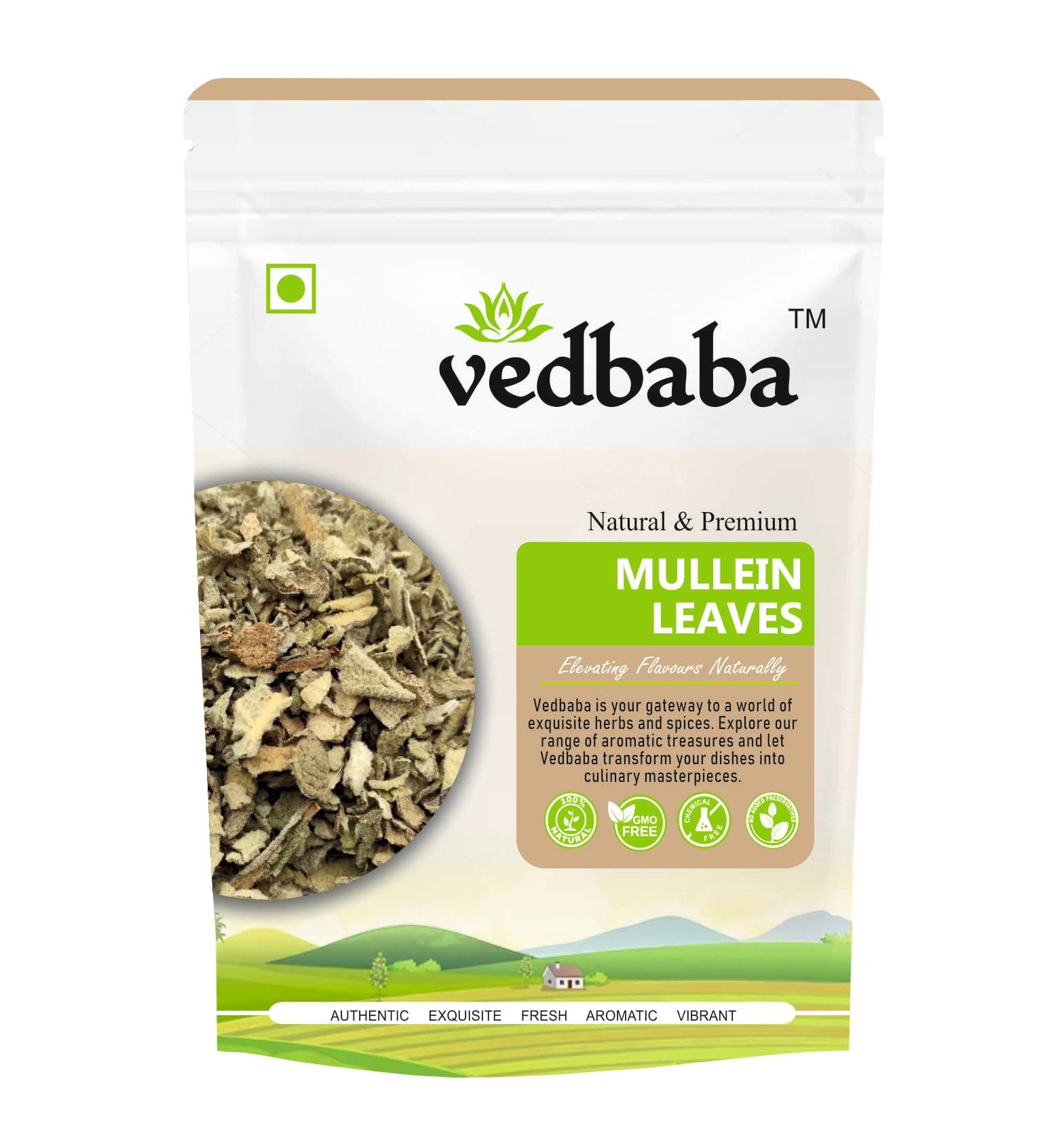Vedbaba Mullein Tea Leaves - 100gm, 200 Cups, Herbal Tea for Lung Detox & Immunity - Loose Mullein Leaf for Lungs, Immunity & Sleep (100GM)