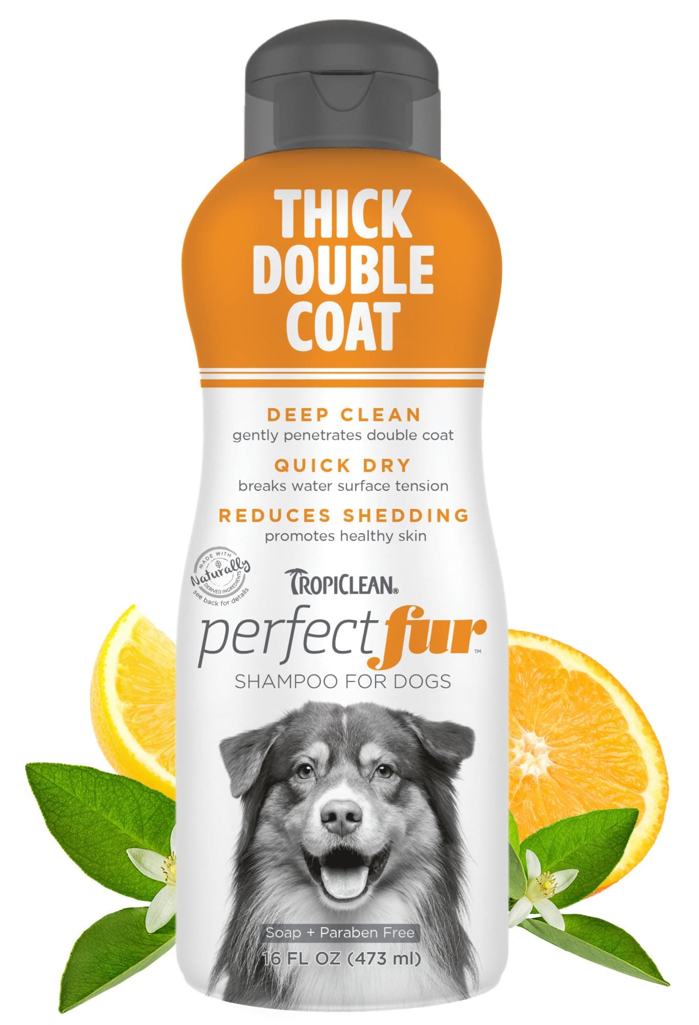 Perfect Fur Detangling and Deshedding Dog Shampoo for Breeds with Thick Double Coats, Natural Moisturizing Shampoo, Puppy Safe, 16oz.