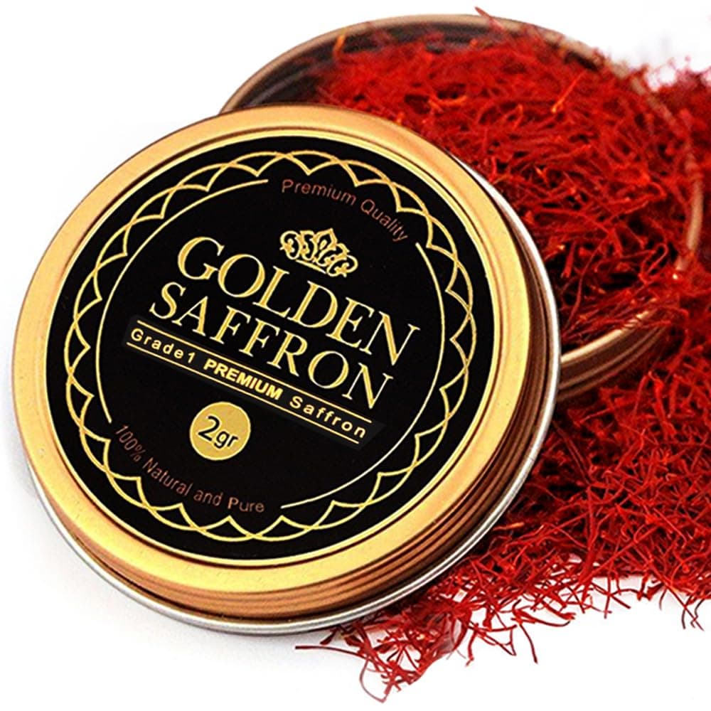Finest Pure Premium All Red Saffron Threads, Grade A+ Super Negin, Non-GMO Verified. For Tea, Paella, Rice, Desserts, Golden Milk and Risotto (2.0 Grams)