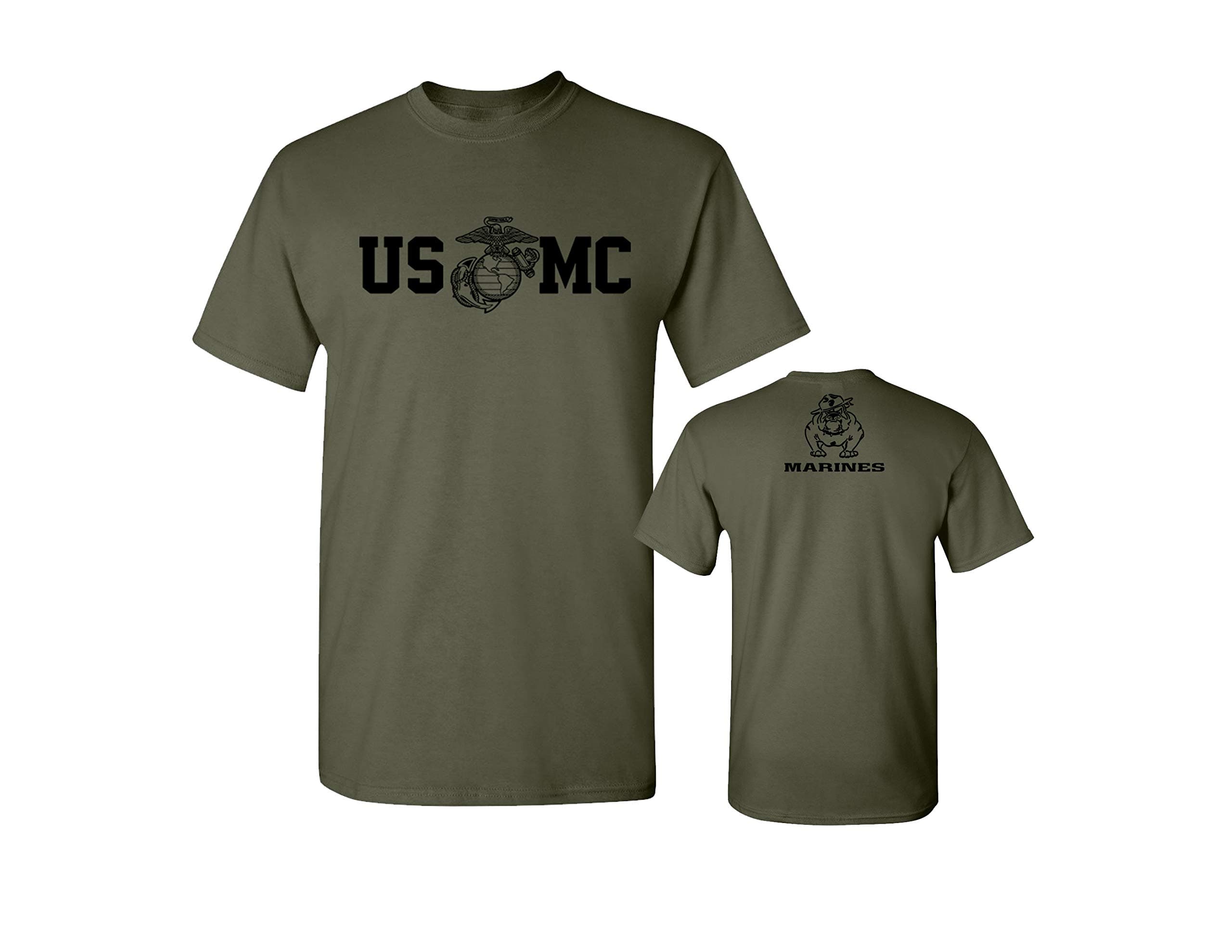 Marine Corps Bull Dog Front and Back USMC Men's Military T-Shirt
