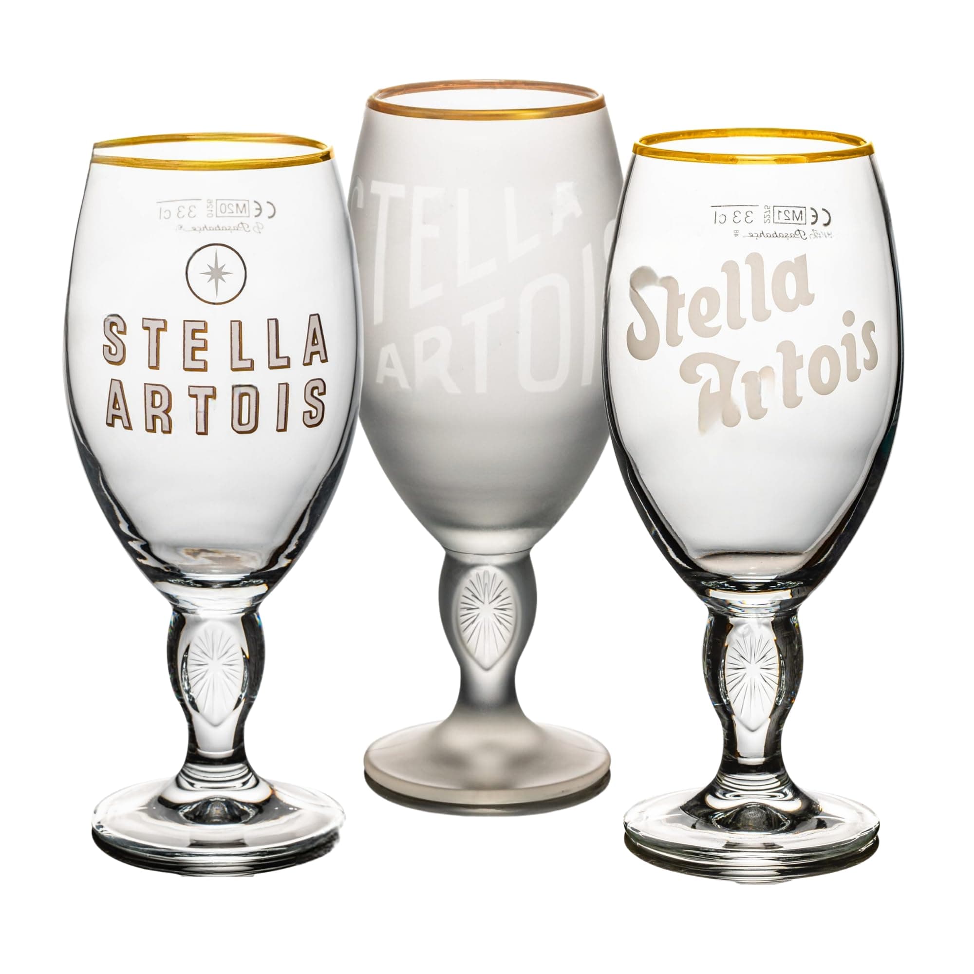 Roxley X3 Stella Heritage Set Gold Rimmed Half Pint Glass | 33cl Stella Glasses |
