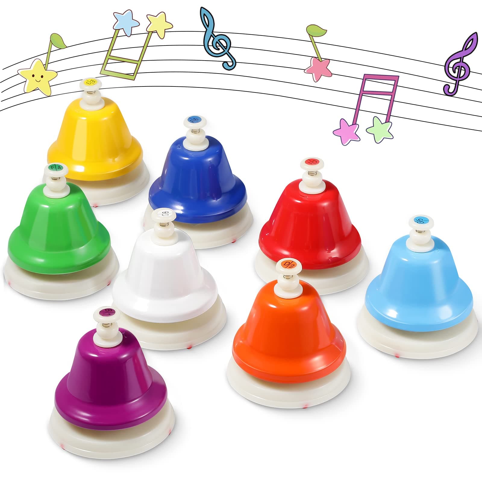 Nuanchu Desk Bells for Kids 8 Notes Bell Chromatic Diatonic Hand Bells Toddler Musical Instruments for Musical Learning Teaching Percussion Instrument