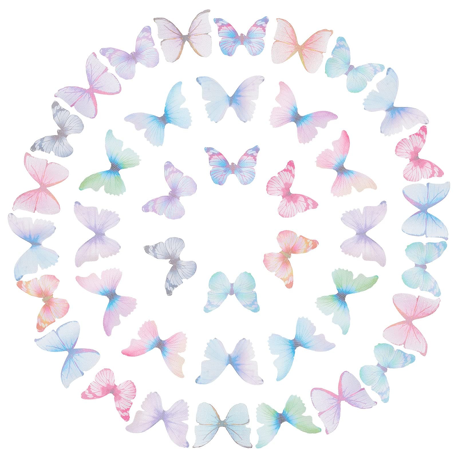 SUNNYCLUE 1 Box 180 Pairs Fabric Butterfly Decorations 3D Butterfly Ornament Small Organza Butterfly Wings for DIY Jewelry Crafts Light Weight Earring Supplies Hair Clip Decoration Craft Hobbies
