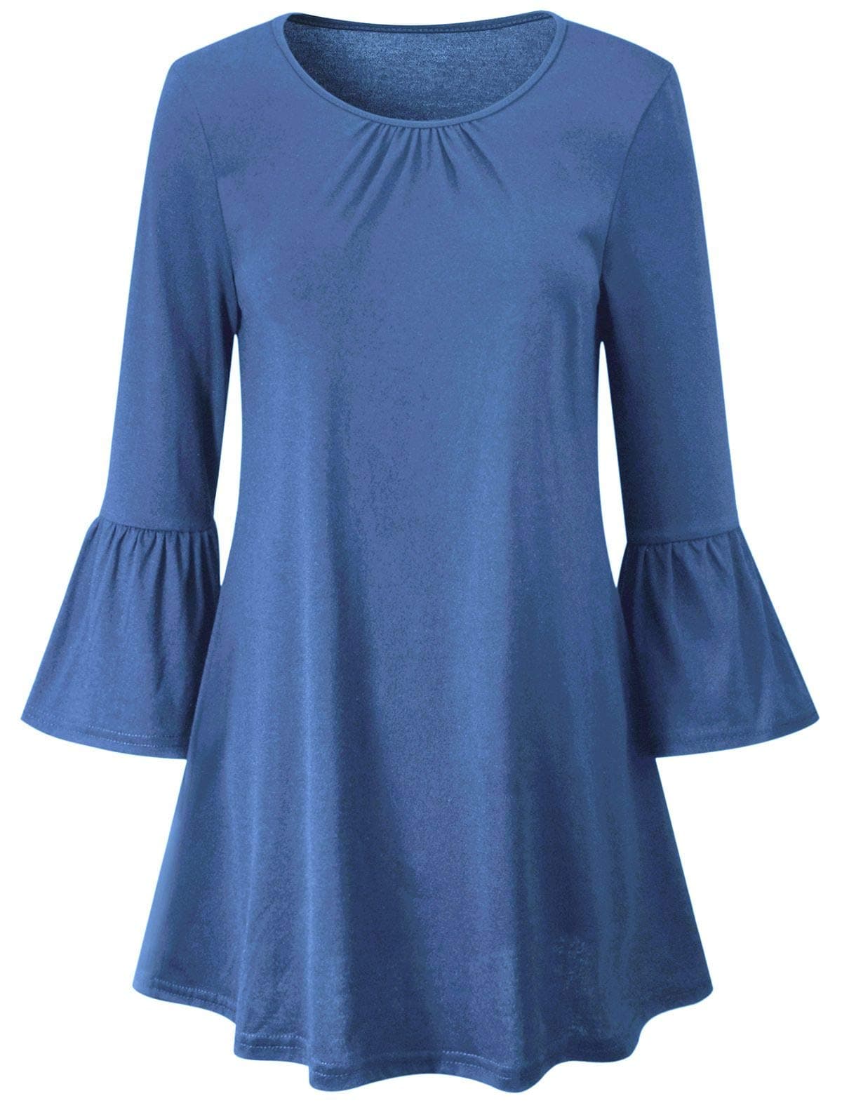 Sufiya Womens Scoop Neck Tunic tops Casual 3/4 Bell Sleeve T-Shirt