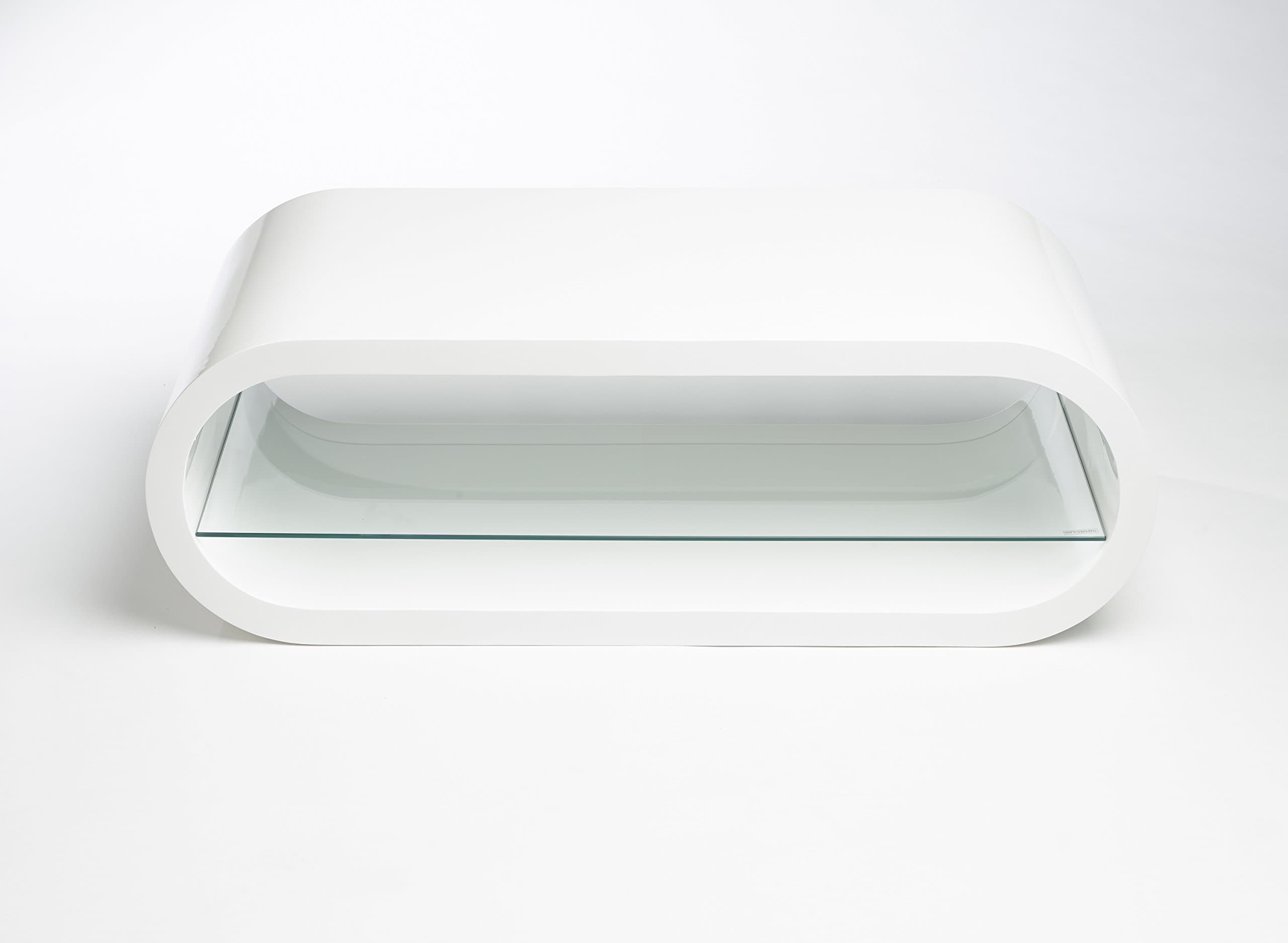 UKCOFFEETABLES MODERN DESIGNER HIGH GLOSS OVAL LED LCD TV STAND CABINET HIGH GLOSS BLACK, RED, WHITE (WHITE)