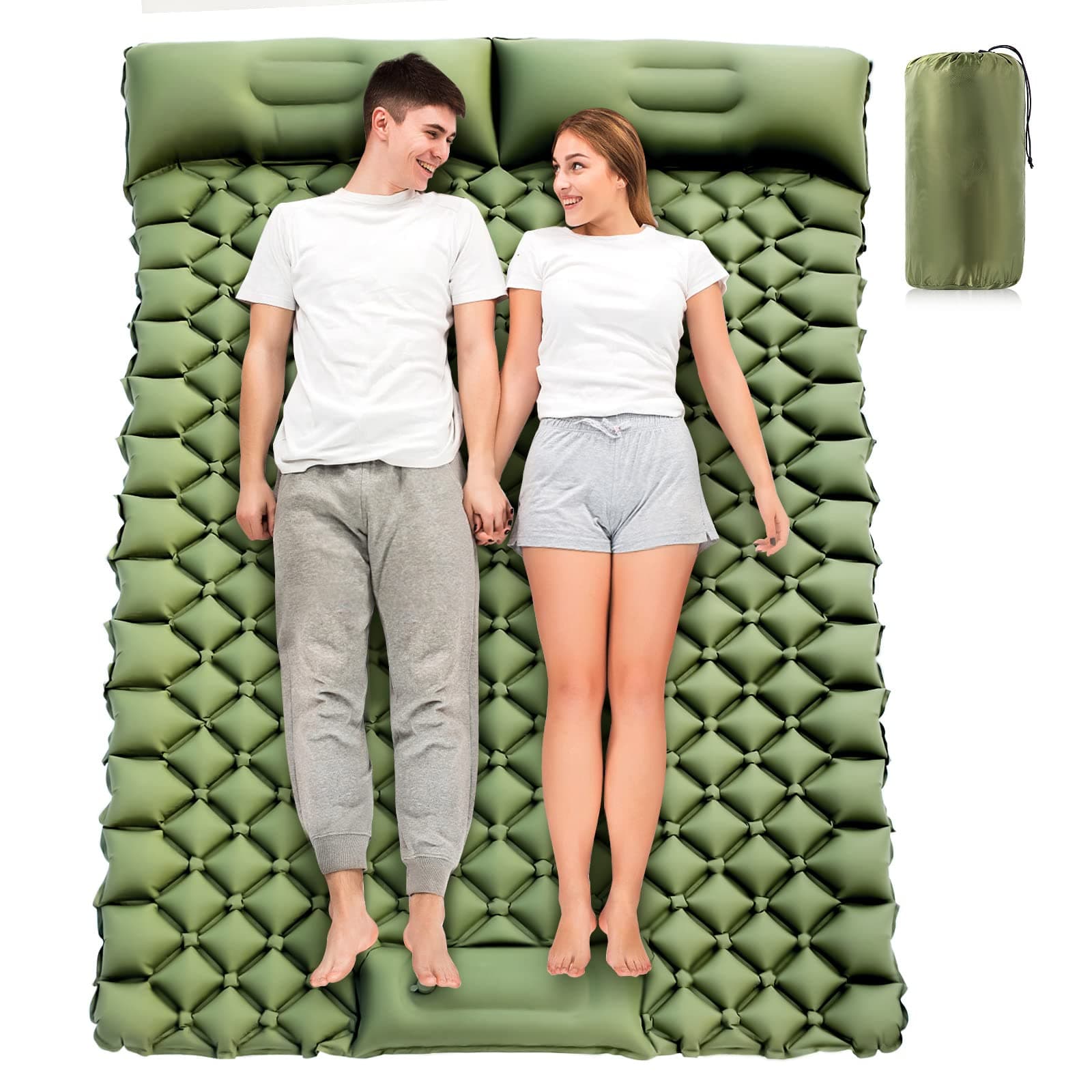 evizen Self Inflating Sleeping Pad for Two Person,Portable Camping Bed with Durable Material,Safe and Cool Double Sleeping Bed,Perfect for Camping,Travel,and Hiking.