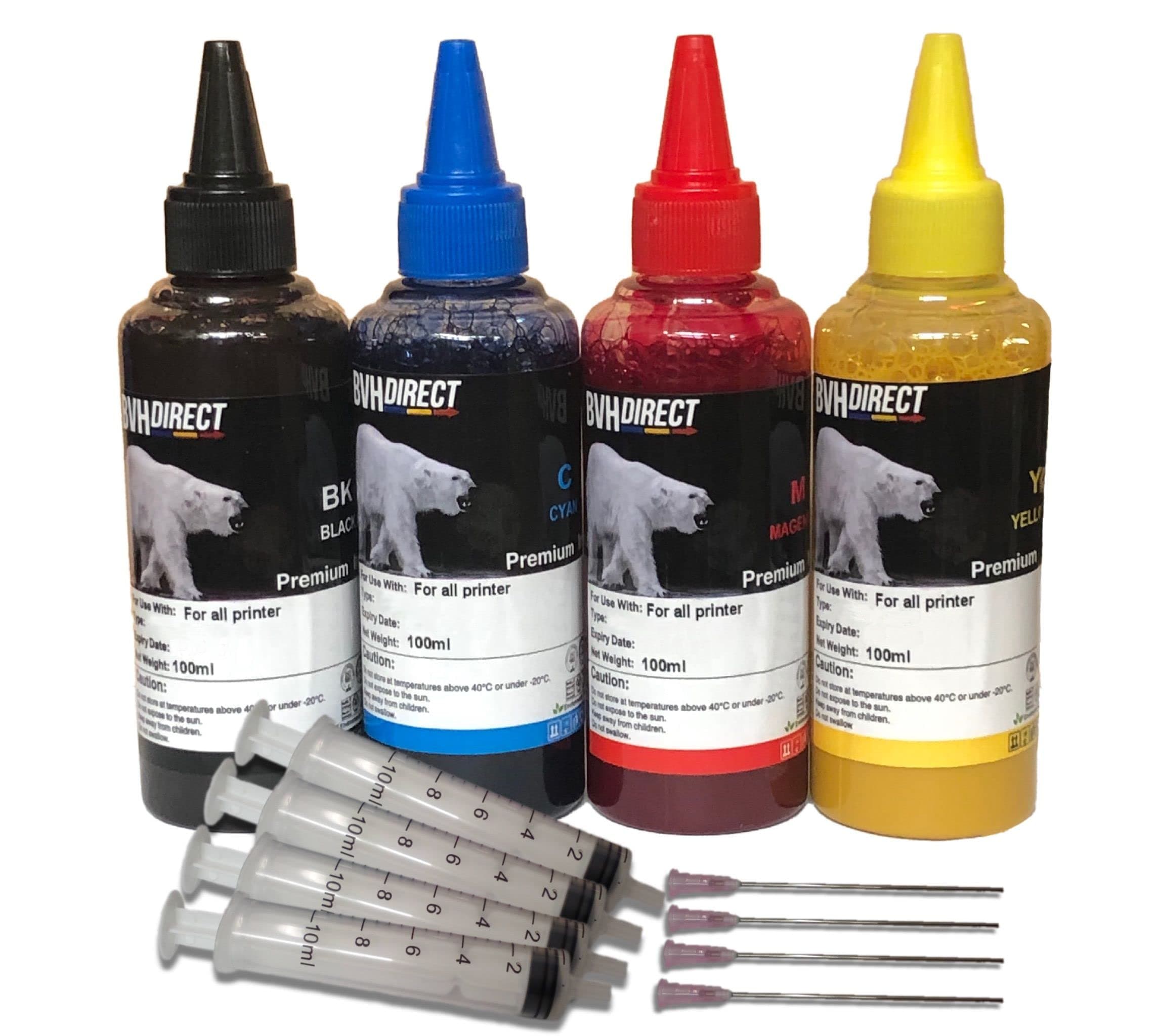 400ml Pigment Black Cyan Magenta Yellow Bottled Ink Replacement for EPSON,HP, Canon, Brother and LEXMARK Ink Refillable Ciss Cartridge Sytems