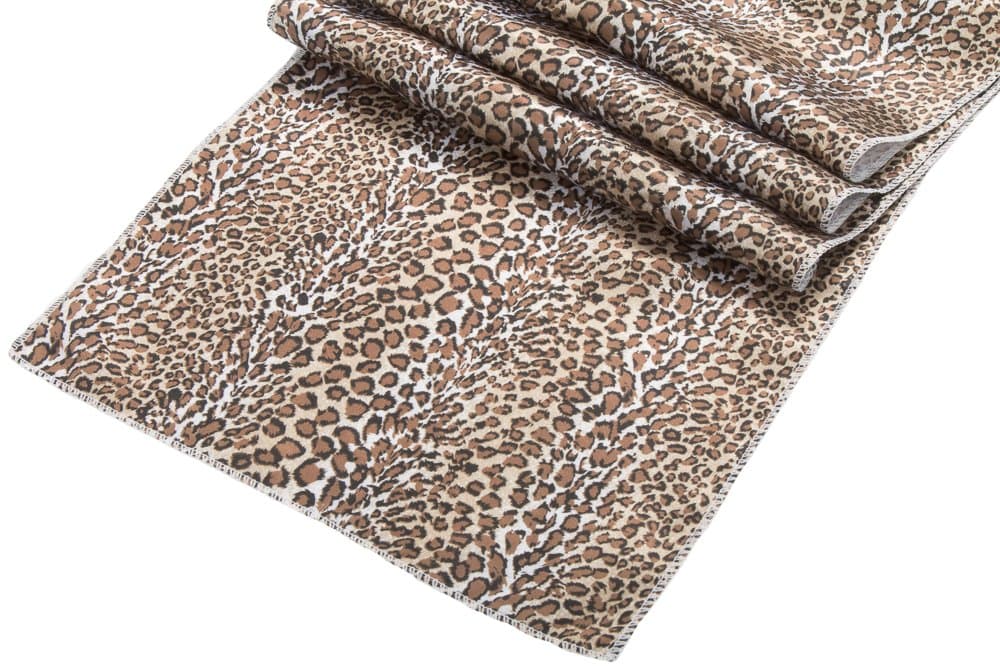 CVL Satin Table Runner Approx. 14"x108" - Leopard