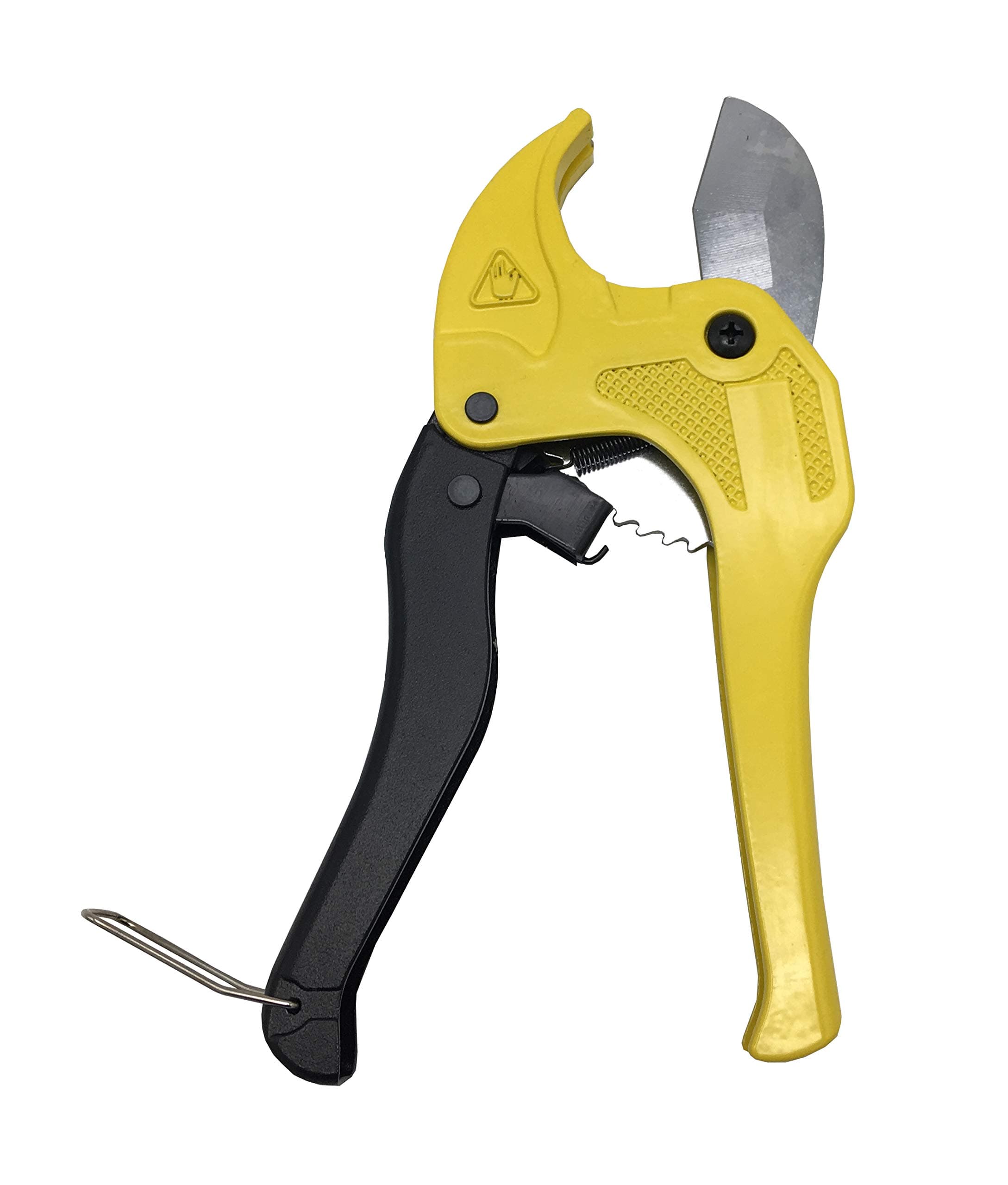 PVC Pipe Cutter PU PP PE PEX Hose Cutter 1-5/8 Inches 42mm Tube Cutter Plastic Hose Ratcheting Scissor Hand Tool, Pack of 1