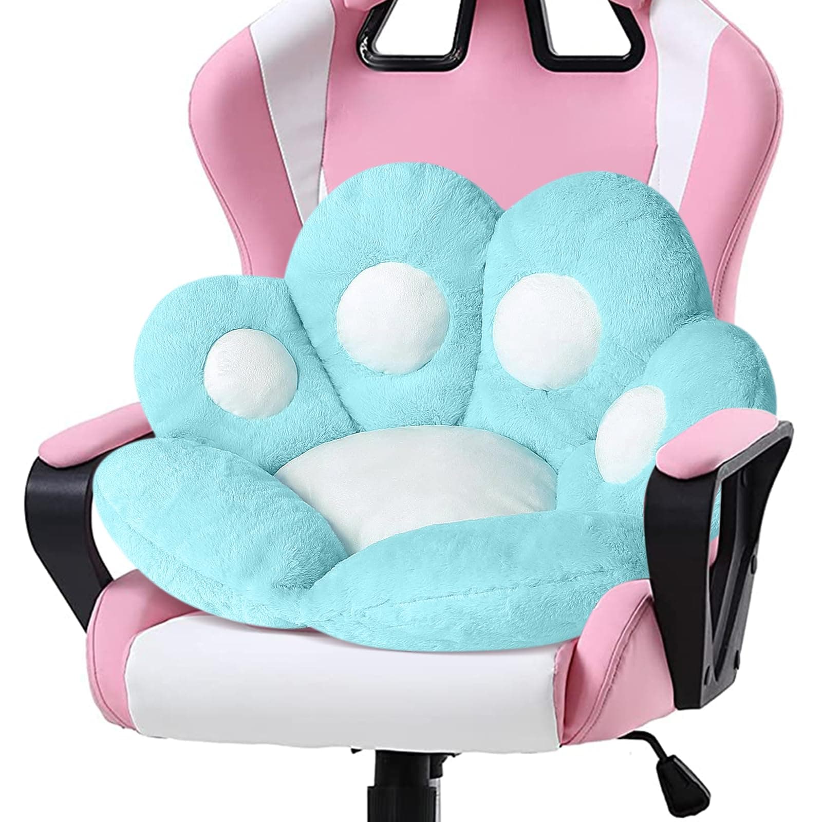Ditucu Cat Paw Cushion Kawaii Chair Cushions 31.4 x 27.5 inch Cute Stuff Seat Pad Comfy Lazy Sofa Office Floor Pillow for Gaming Chairs Room Decor Blue