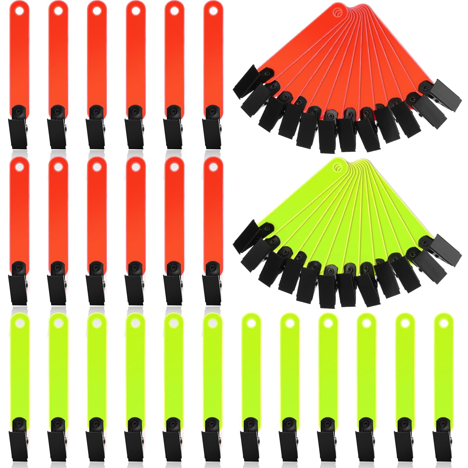 Leitee Trail Markers Reflective Tree Tacks Hunting Reflector Tacks Trail Marking Ribbon with Clips for Hiking Hunting Outdoor (Fluorescent Yellow,Fluorescent Orange,48 Pcs)