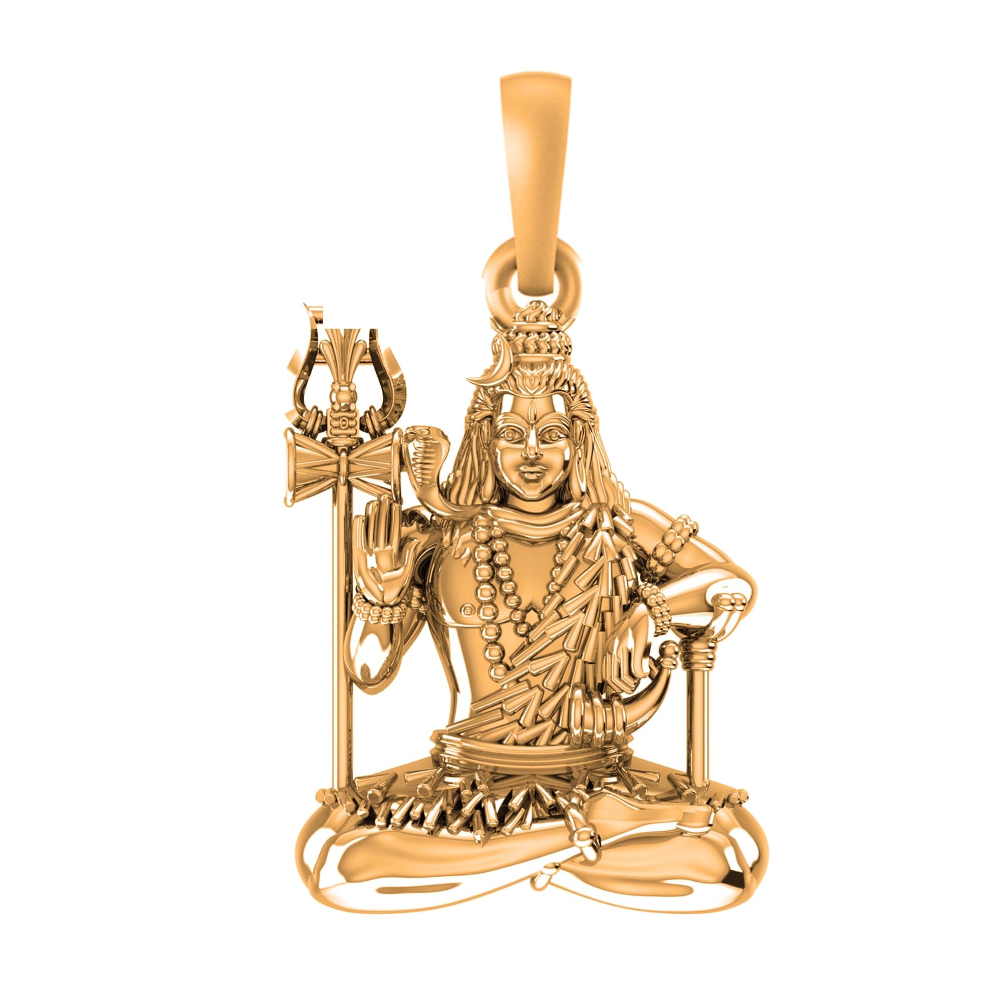 AKSHAT SAPPHIRE 925 Sterling Silver Golden God Shiva Pendant Bhagwan Shiv Ji Locket for Men and Women - PM7107_Gold