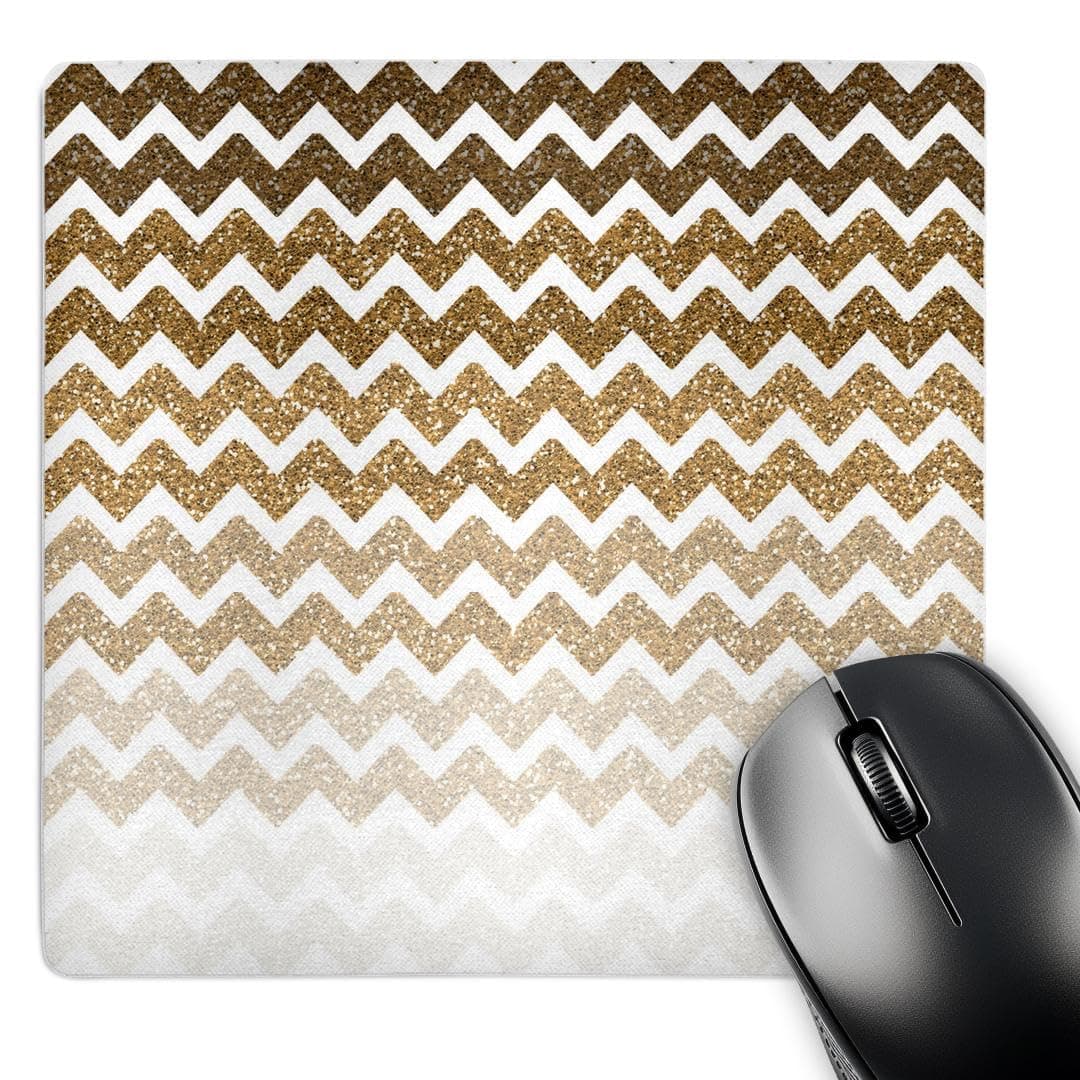 3drose Gold Hombre Chevron Image of Glitter - Mouse Pad
