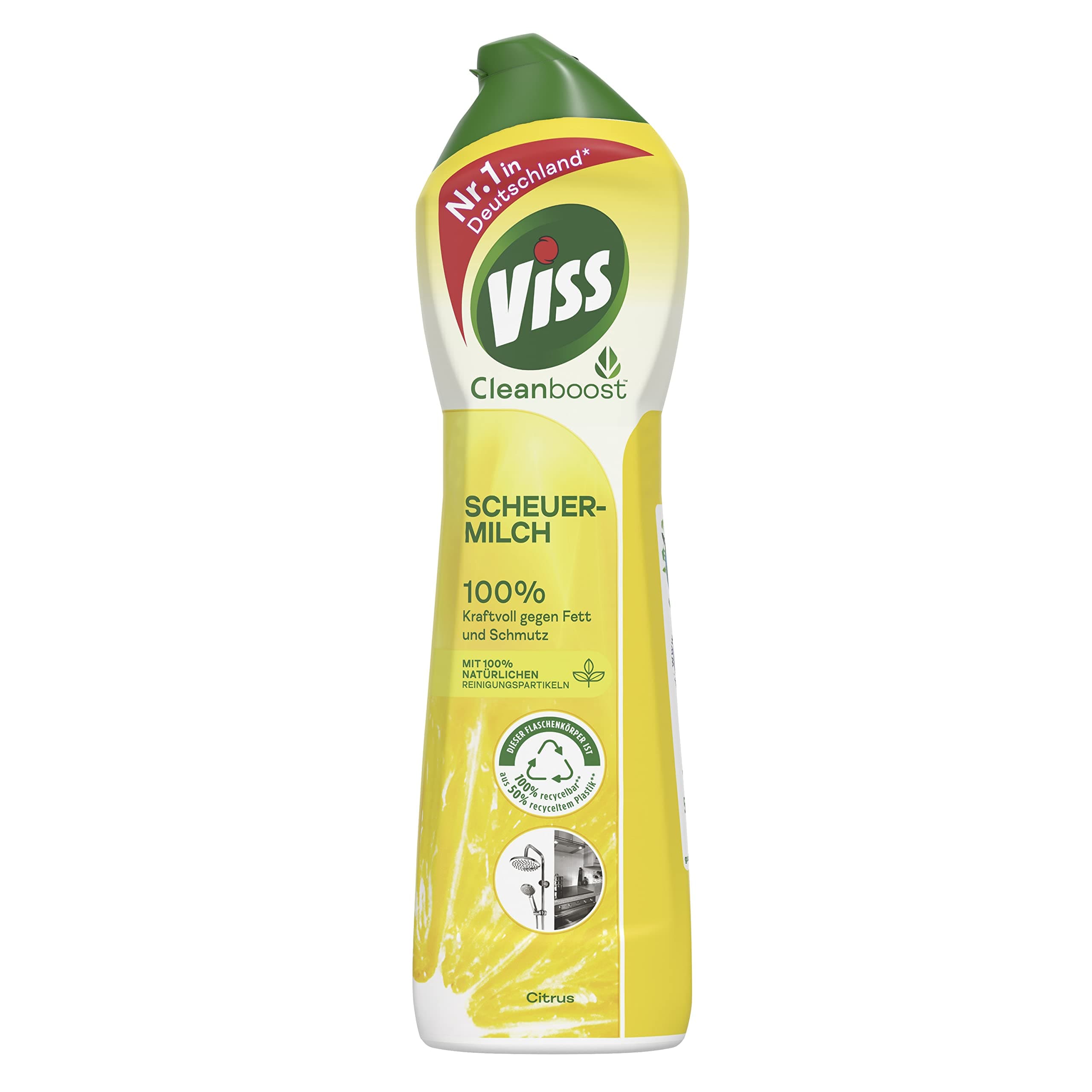 Viss Cleanboost Scouring Milk Citrus Effective Cleaner 100% Powerful Against Grease and Dirt with 100% Natural Cleaning Particles 500 ml
