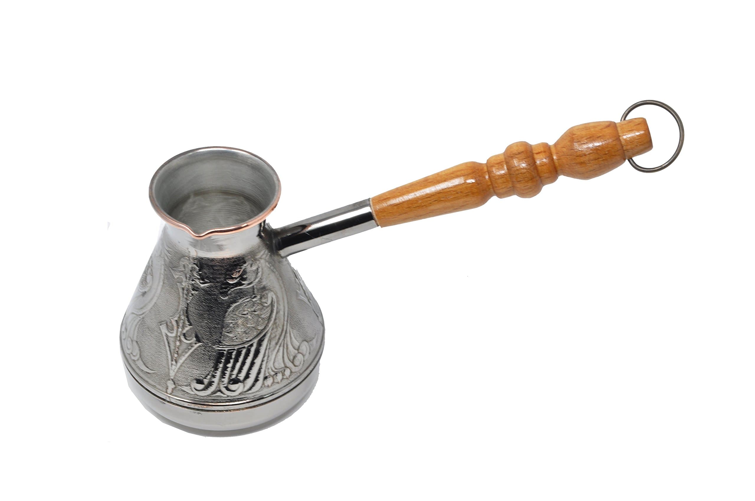 Madacha Metal-Coated Copper Coffee-Pot - Turka - 300 ml - Suitable for All Cooking Devices Except Induction - At Home or for Camping