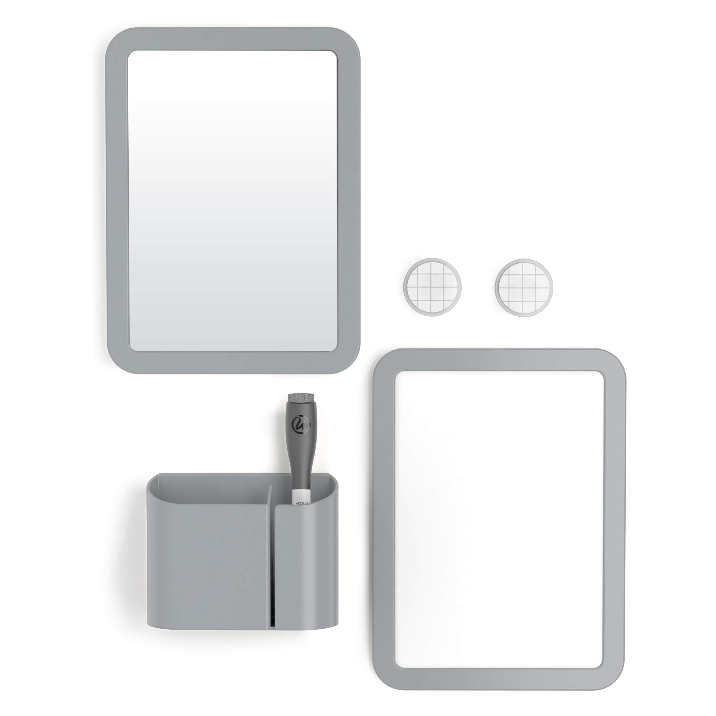 Locker Accessories Kit, Back to School Essentials, Grey, 6-Piece, Includes Whiteboard, Mirror and Organizing Supplies