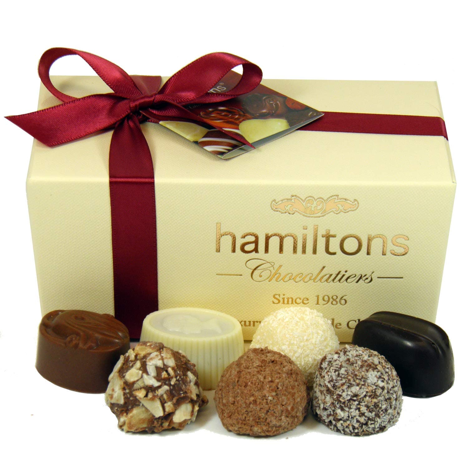 Hamiltons Ivory Luxury Belgian Ballotin 16 Handmade Chocolates Gift Box