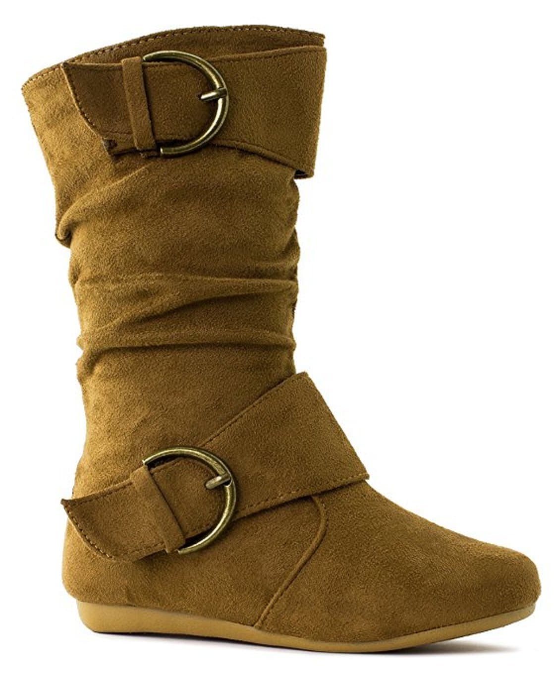 EyesOnStyle New Girls Slouch Comf Tall Midcalf Suede Winter Boots Shoes