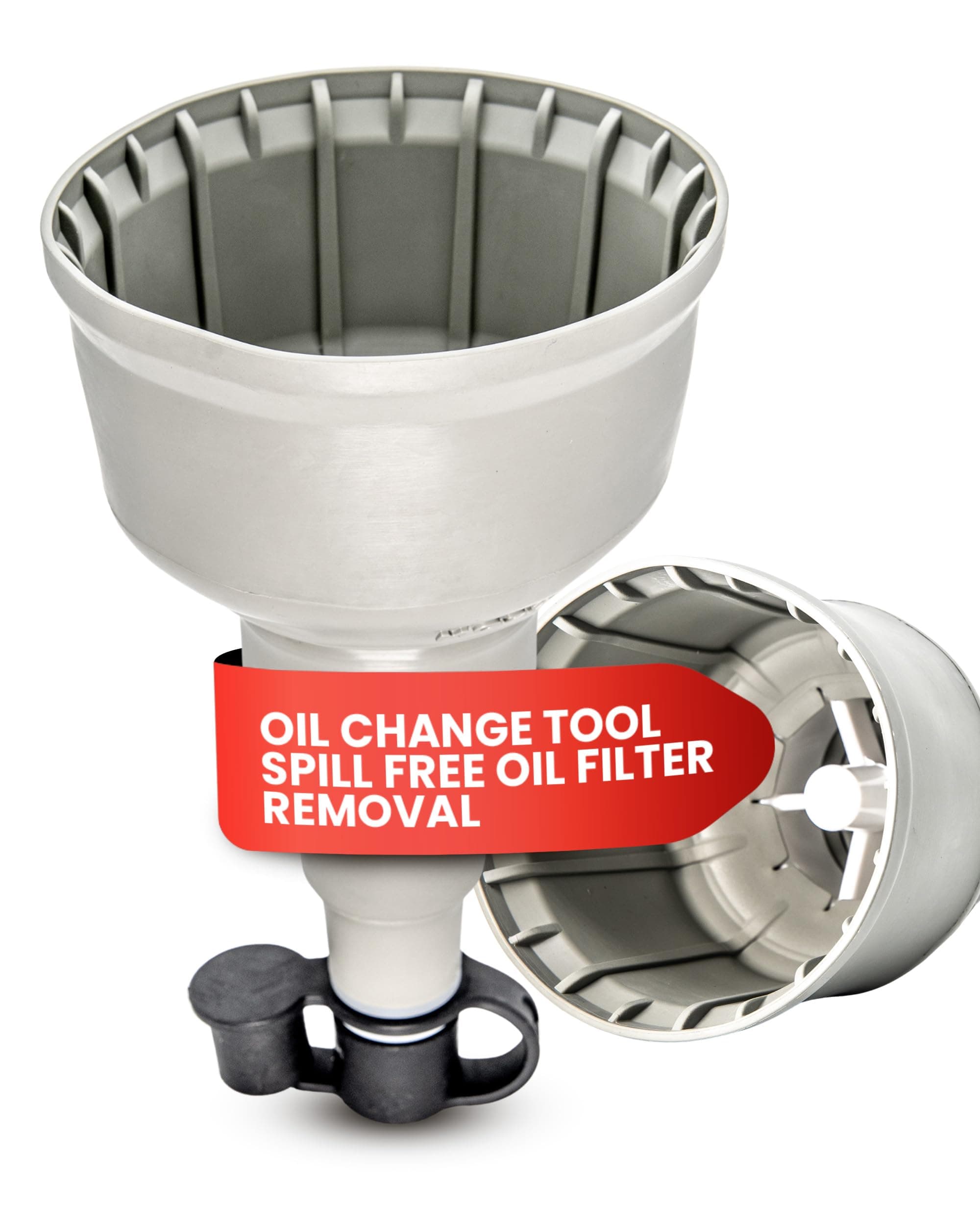 OIL UDDER 4" XL W/Drain Kit | 3 in 1 Spill Free Oil Change Tool | Mess Free Oil Filter Tool/Wrench | Magnetic Drain Plug Catch/Splash Guard | Flexible Funnel | Filters up to 4" Diameter