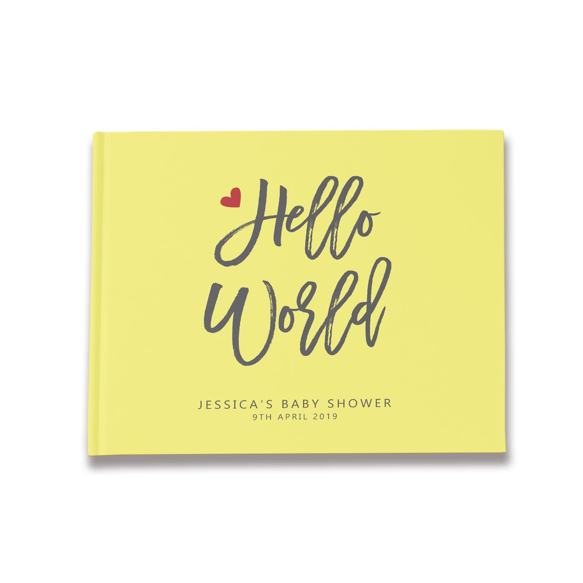 Paper Bound Love Hello World Yellow Baby Shower Guest Book, Personalized Baby Shower Book, Color Choices Available