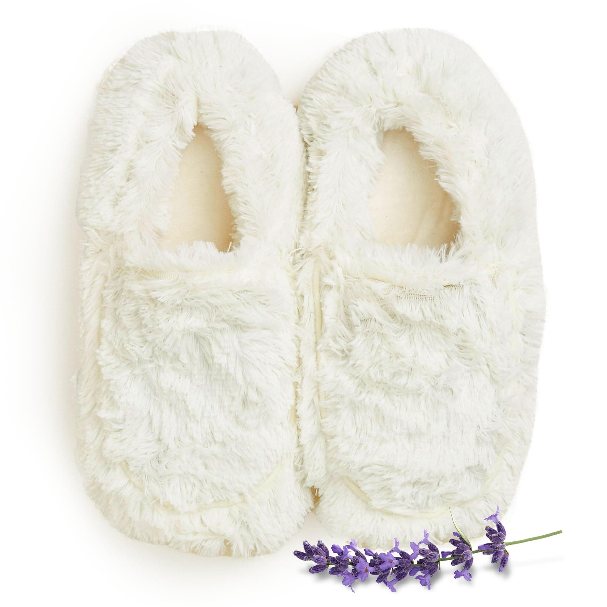 warmies Microwaveable House Slippers for Women - Womens Shoe Sizes 6-10 - Plush, Soft & Fuzzy Indoor Slippers with Backs & Non-Slip Memory Foam Soles - Cozy Warm Ladies Slipper for Winter - Cream