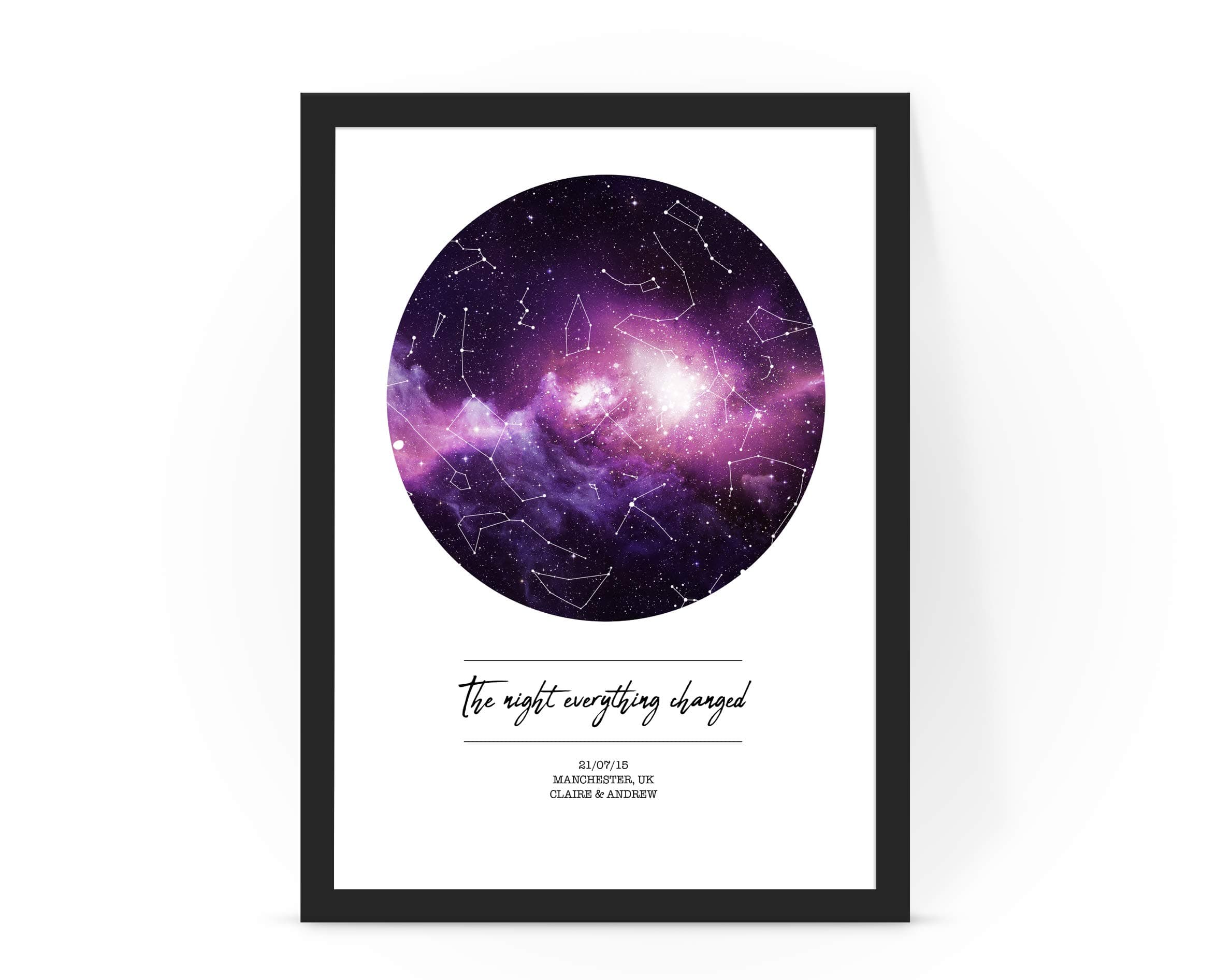 forefrontdesigns Personalised Star Map-Custom Star Map, The Night Everything Changed, Where We First Met, Stars on the Day You Were Born, Constellation Gifts, Name a StarGift,-Unique Valentine’s Gift