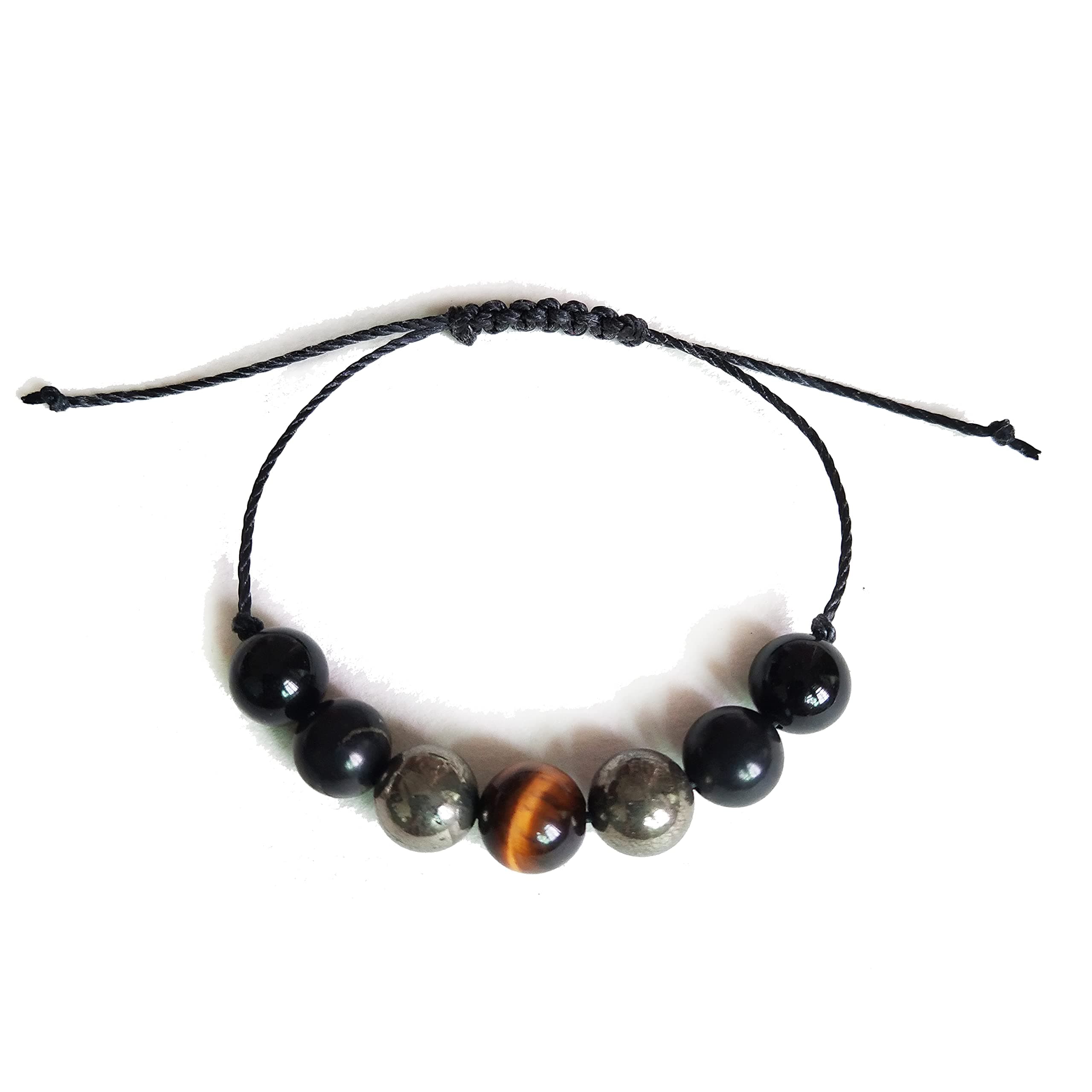 Shungite,Tiger Eye,Black Tourmaline,Pyrite, Lower Chakras,String Bracelet