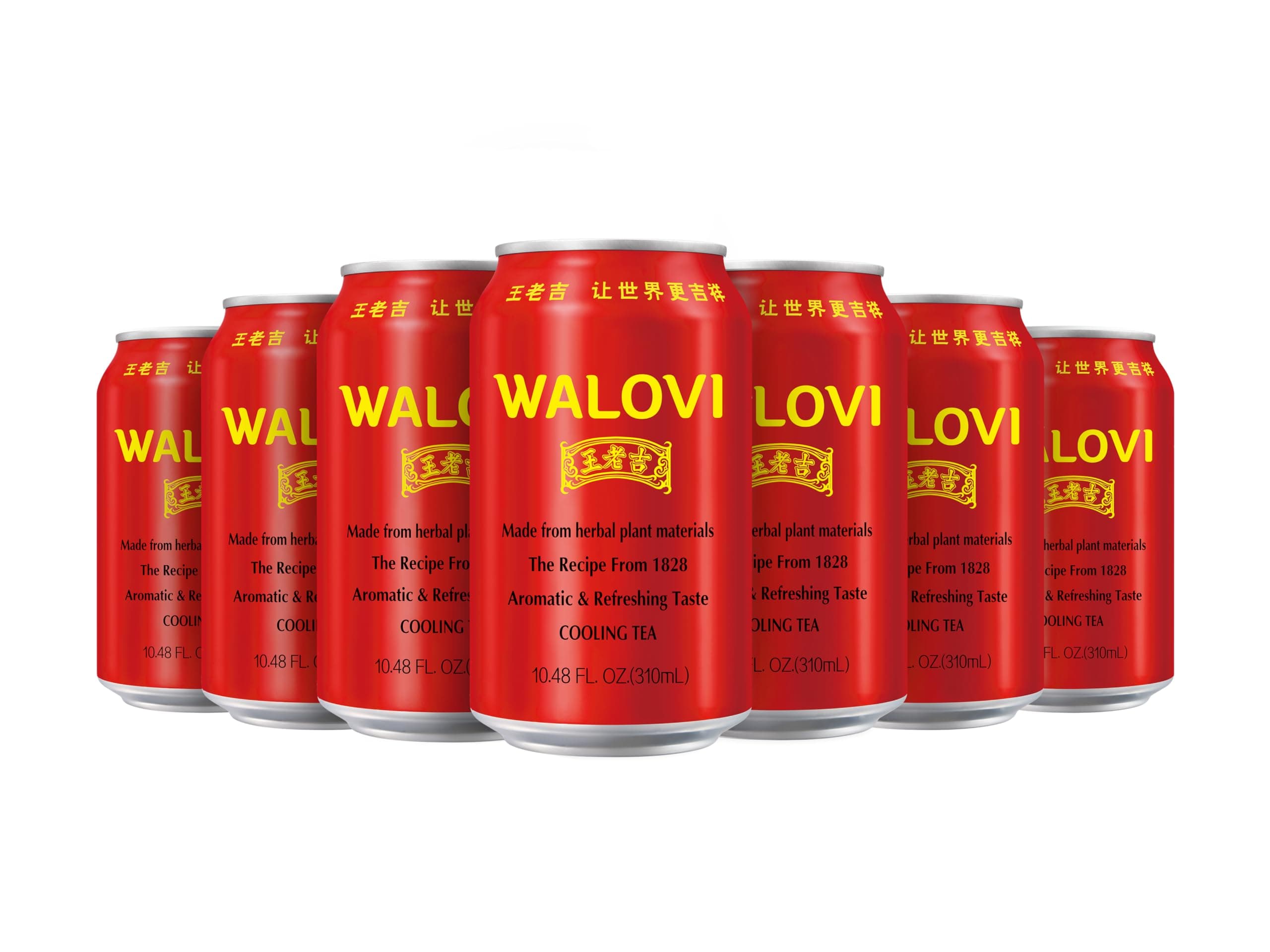 WALOVI Chinese Herbal Tea - Wong Lo Kat/Wang Lao Ji - Canned Cooling Tea/Liangcha - 12 Cans/Case (Red)
