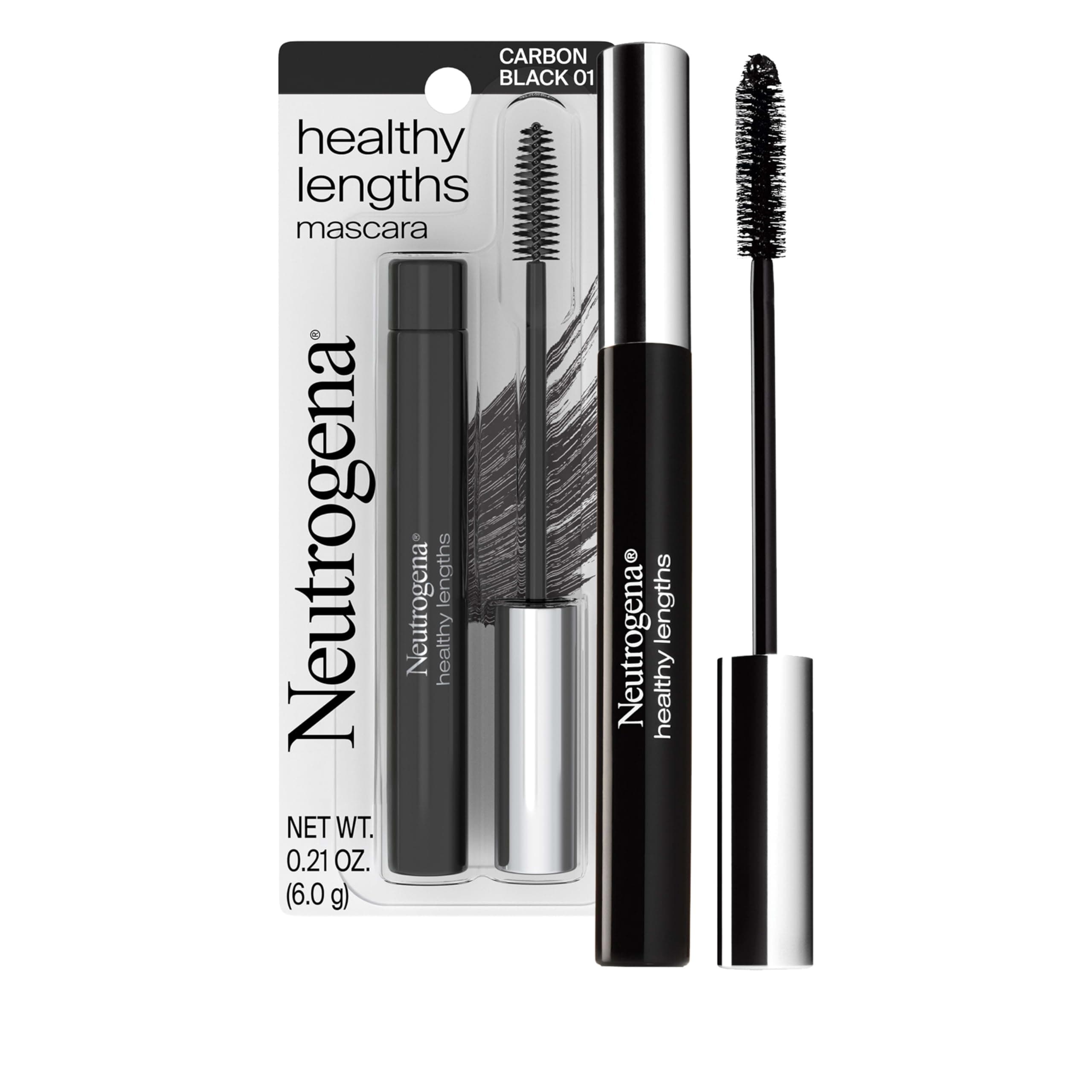 Neutrogena Healthy Lengths Mascara For Stronger, Longer Lashes, Clump-, Smudge- And Flake-Free Mascara With Olive Oil, Vitamin E And Rice Protein, Black 02,.21 Oz, Multi, 0.21 Ounce (Pack of 1)