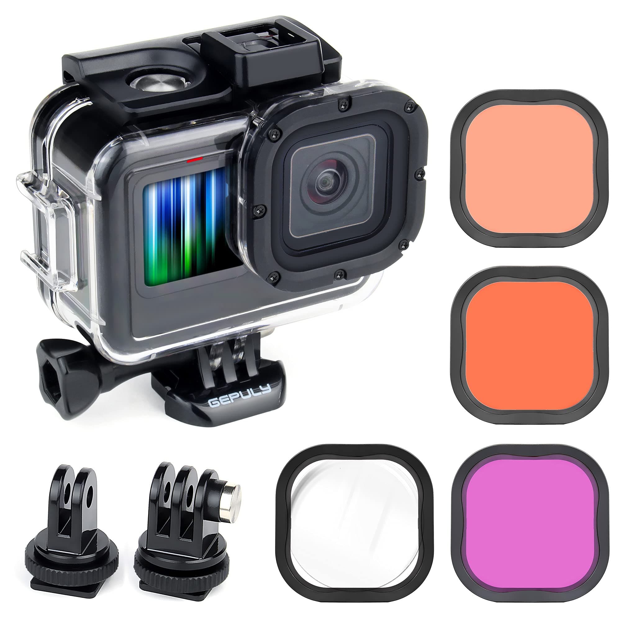 Waterproof Case with Dive Filters for GoPro Hero 9 10 11 12 Black,60m Underwater Protective Dive Housing Case with Red, Snorkel, Magenta, Close-up Filters for GoPro Hero 12 11 10 9 Black Camera