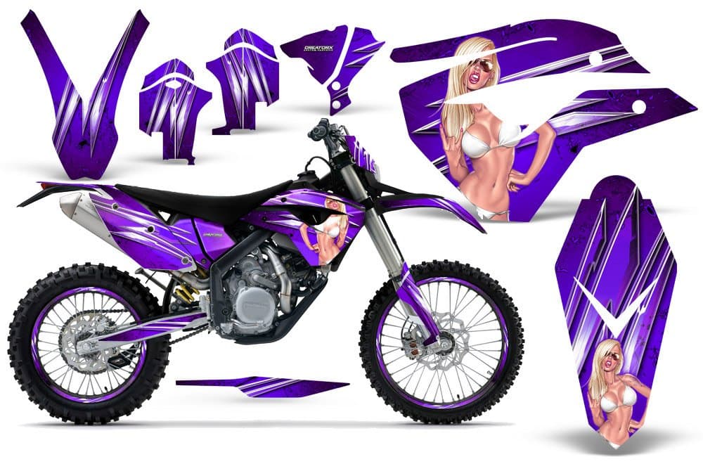 Graphics Kit Decals Stickers for Graphics for Husaberg Fe 390/450/570 You Rock Purple Incl. Number Plate & Rim Graphics
