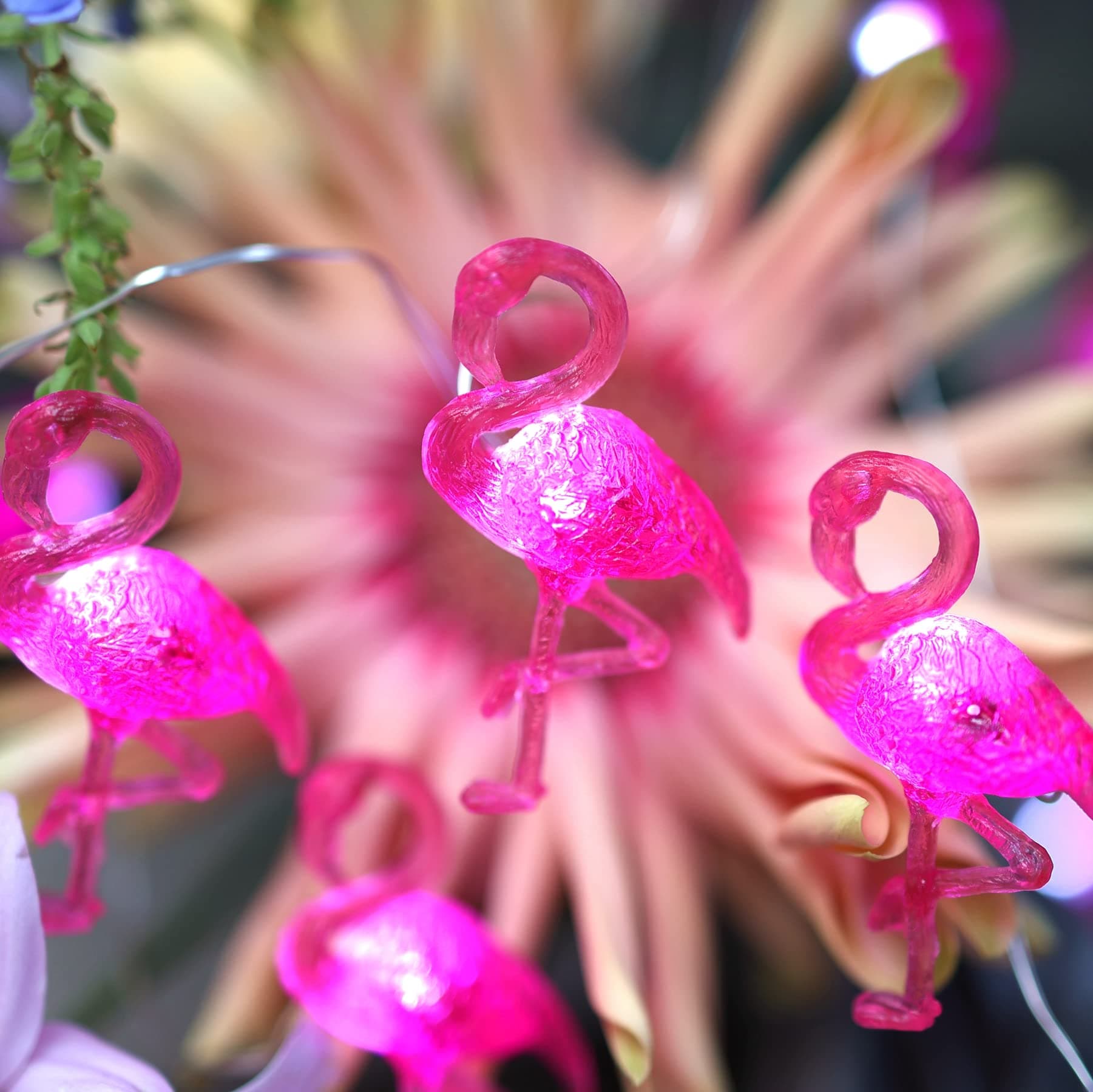 Pink Fairy Flamingo String Lights Party Decoration Lights Festive Summer Beach Cute Decorative Lights 10ft 30LEDs USB Operated with Remote for Bedroom Tropical Birthday Gift Bag Porch Holiday Décor