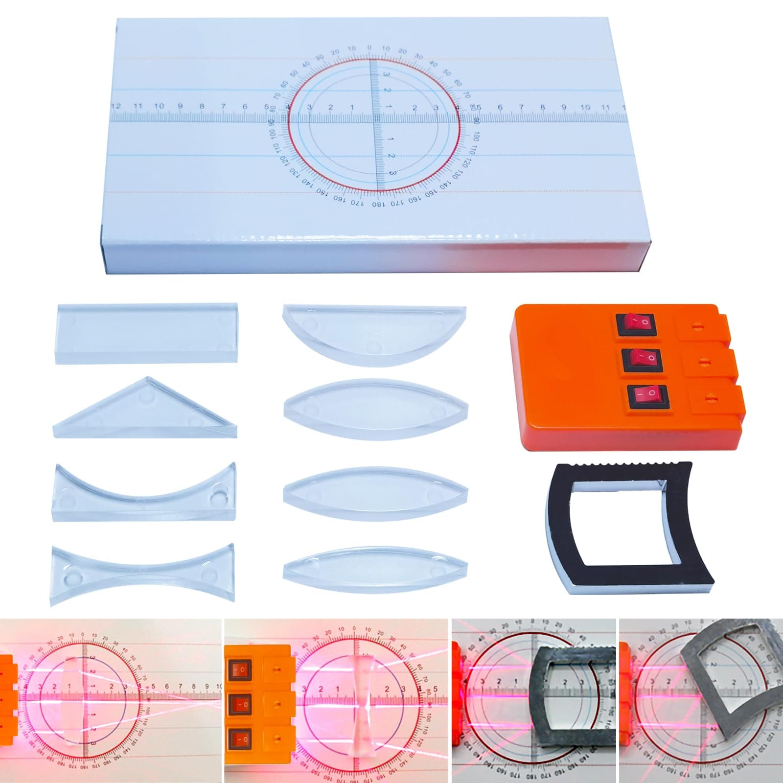 Physical Optics Experiment Set Prism Convex Lens Triple Laser Refractive School Light Refraction Reflection Learning Educational Science Kit