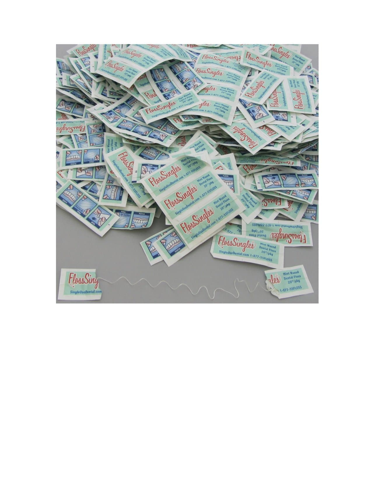 Floss Singles Bag, Light Green, Mint, 1000 Counts