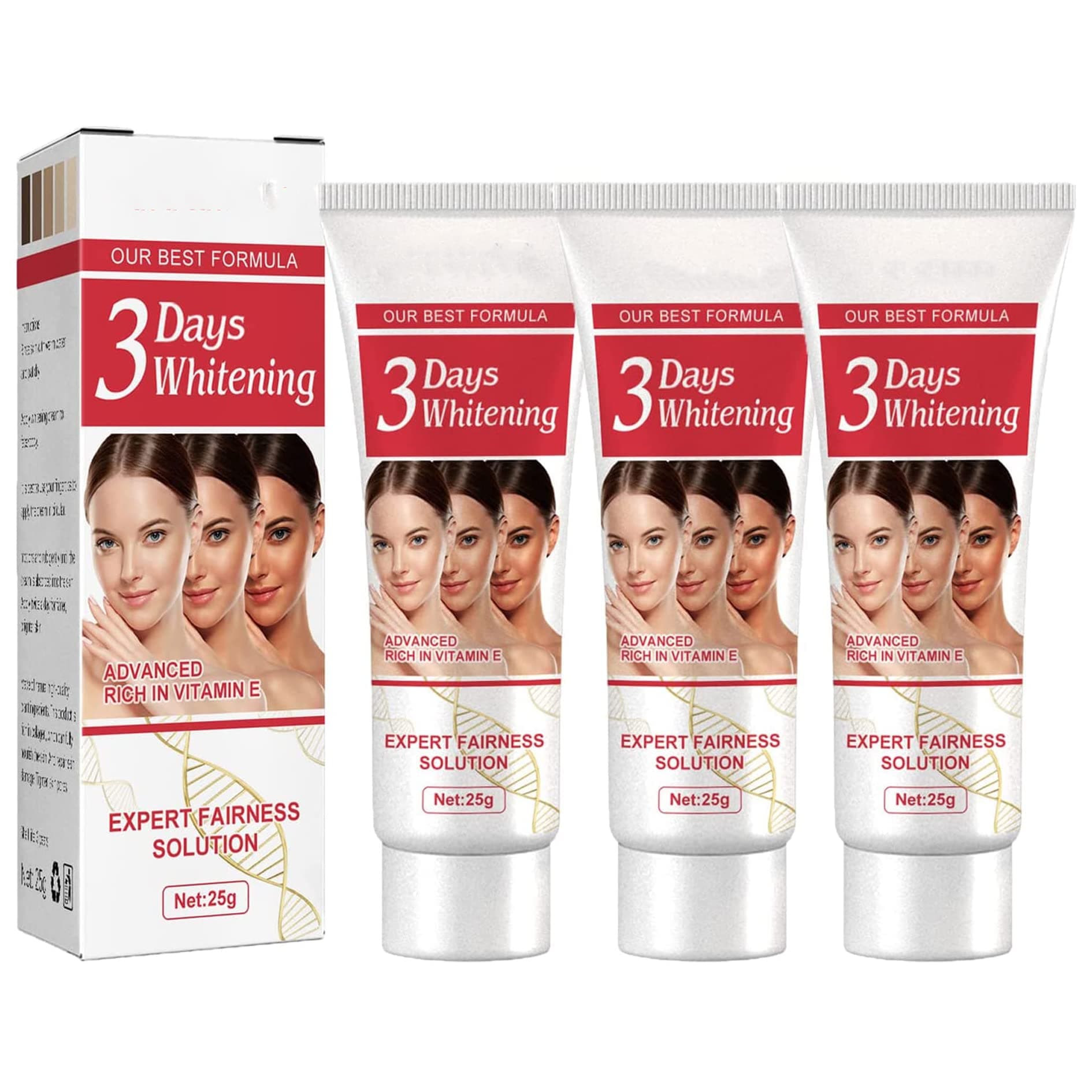 3 Days Kojic Acid Whitening Moisturizing Cream, Skin Lightening Cream for Dark Skin, Repairs and moisturizes, making skin feel firm, smooth and supple (3pcs)